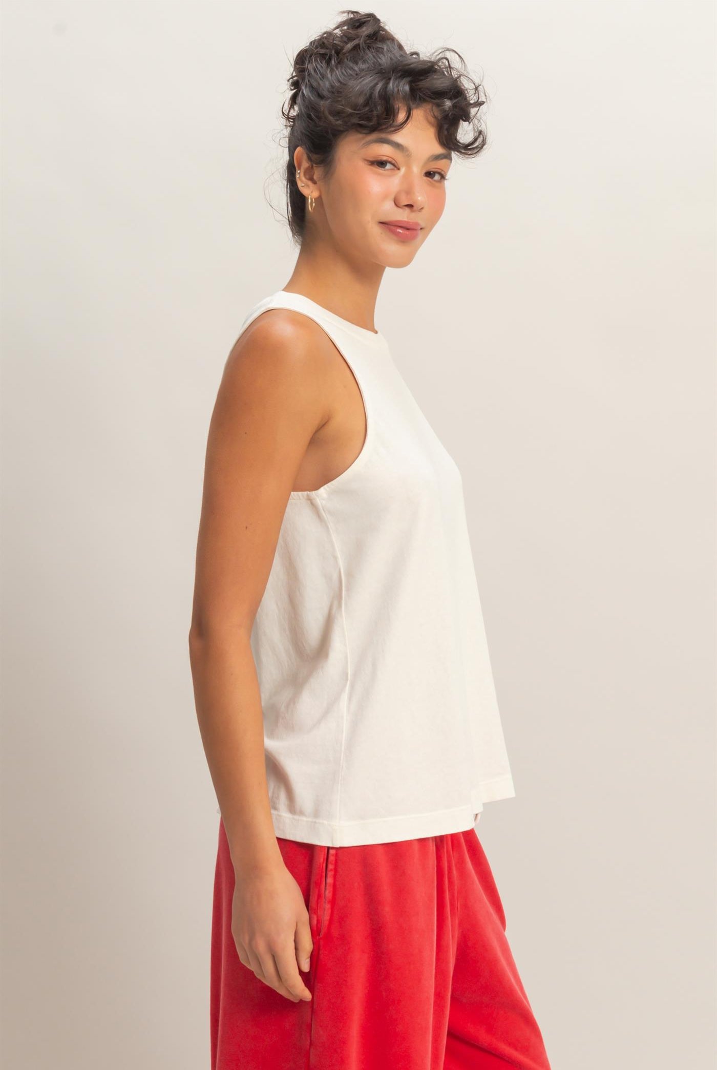 Wholesale Mineral Washed Sleeveless Top Clothing Tops DZ26A739 OFF WHITE DOUBLE ZERO