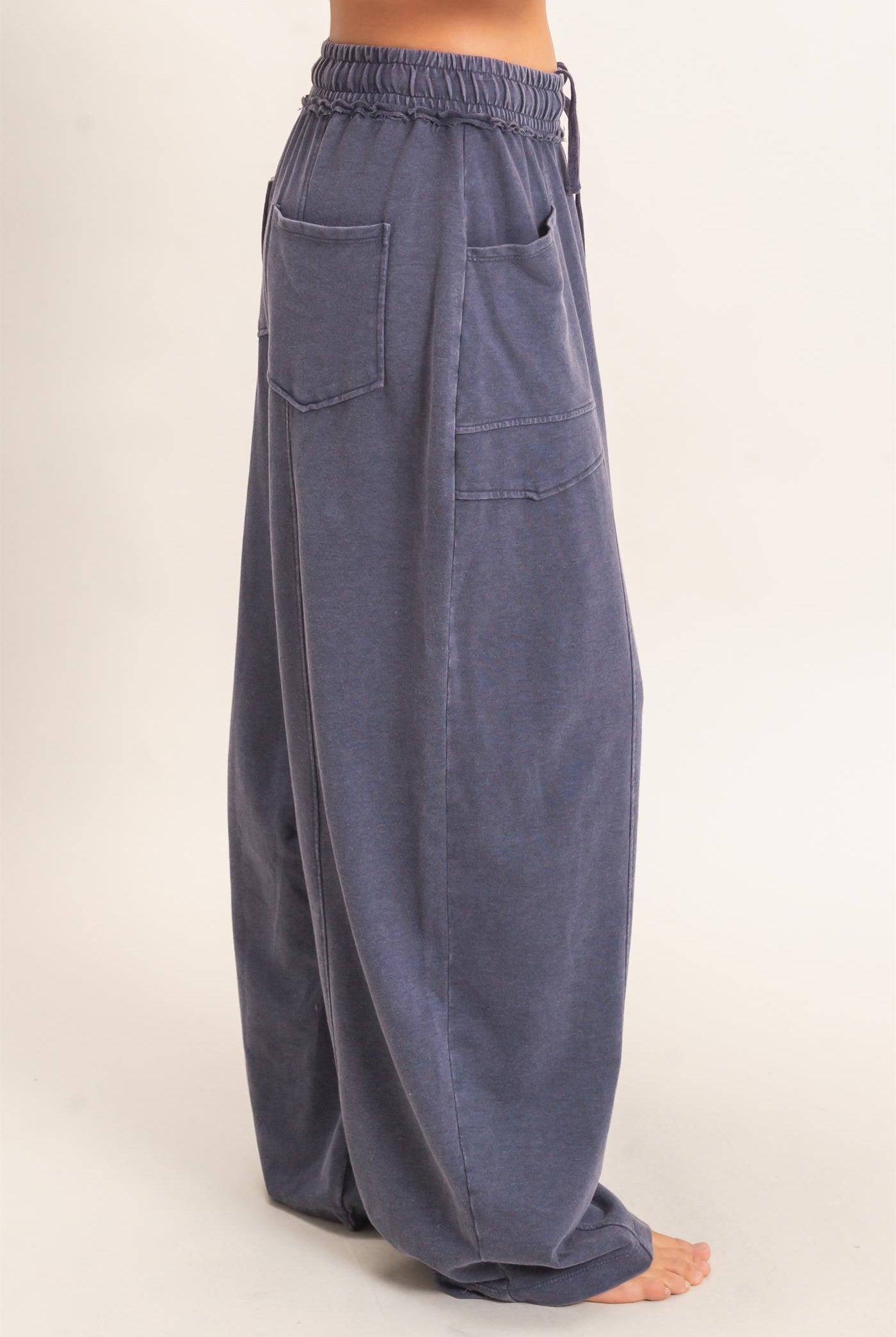 Wholesale Mineral Washed Barrel Sweatpants Pants DZ26F246 NAVY DOUBLE ZERO
