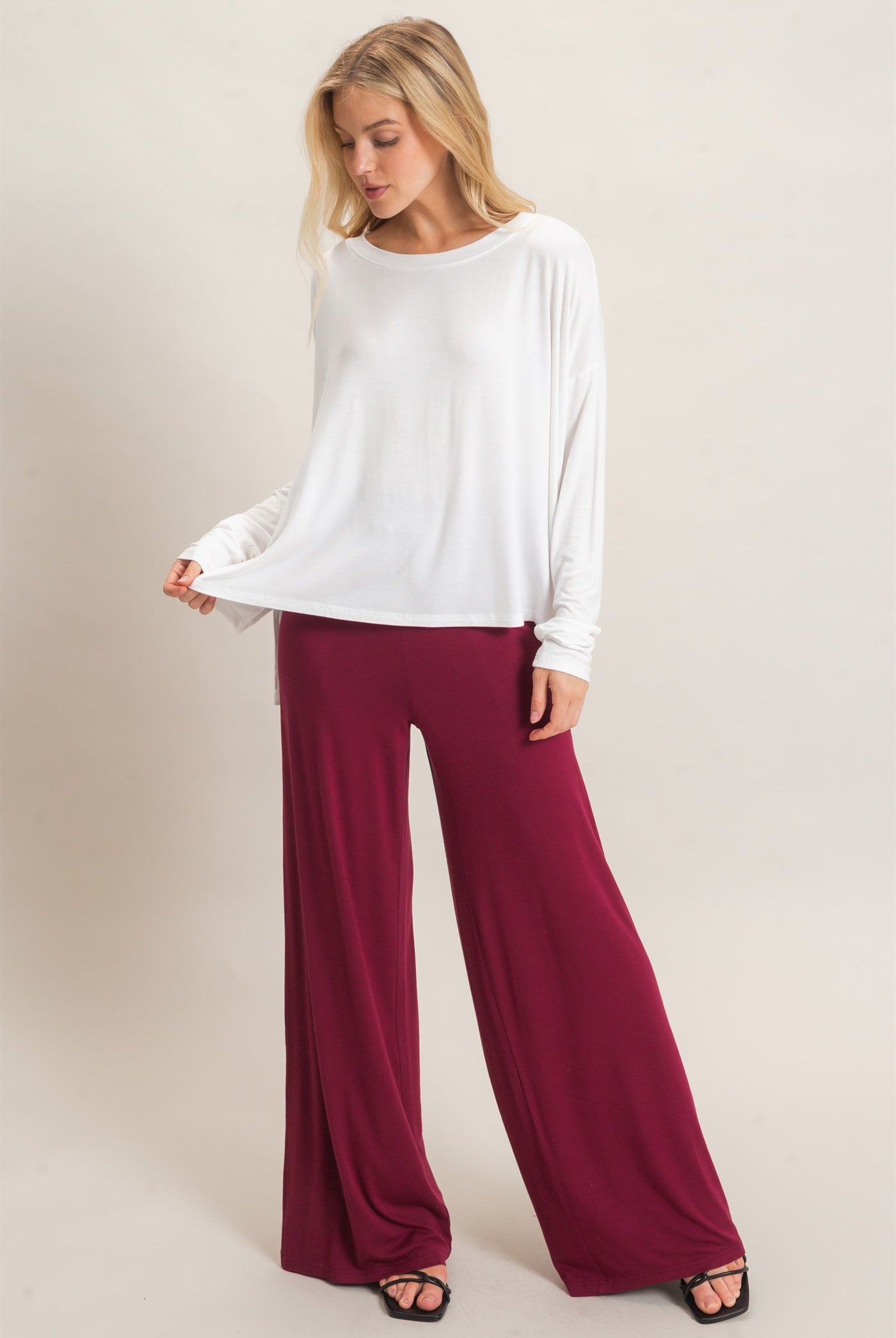 Wholesale Boat Neck Boxy Top Clothing Tops HF26F298 OFF WHITE HYFVE