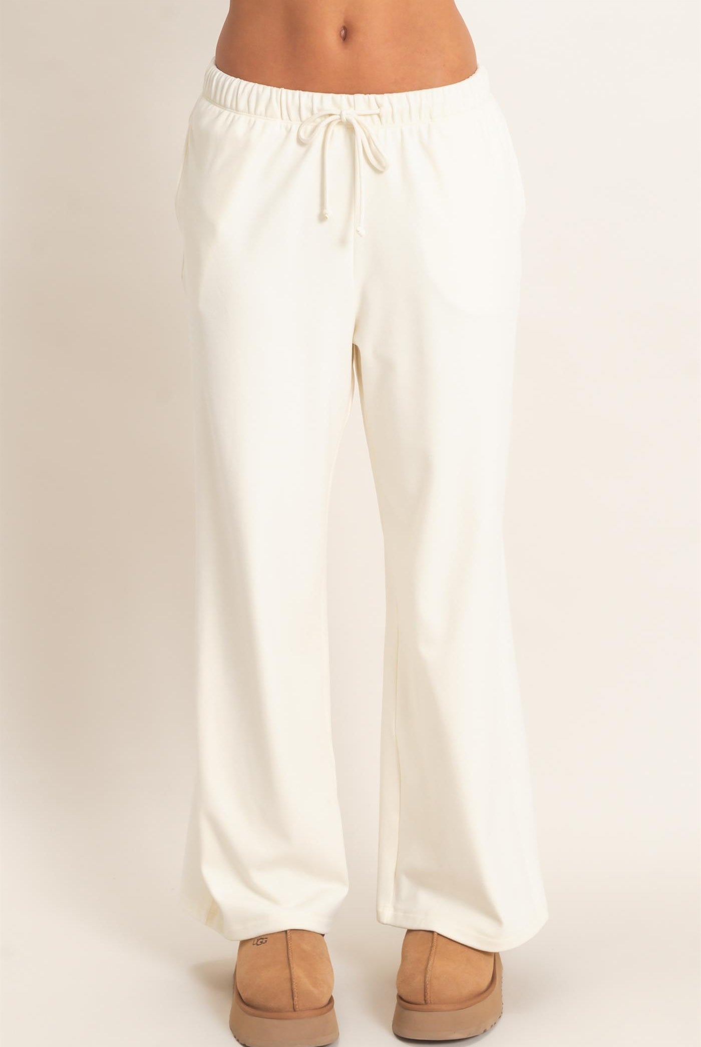 Wholesale Wide Leg Pants With Drawcord Pants DZ26E288 CREAM DOUBLE ZERO