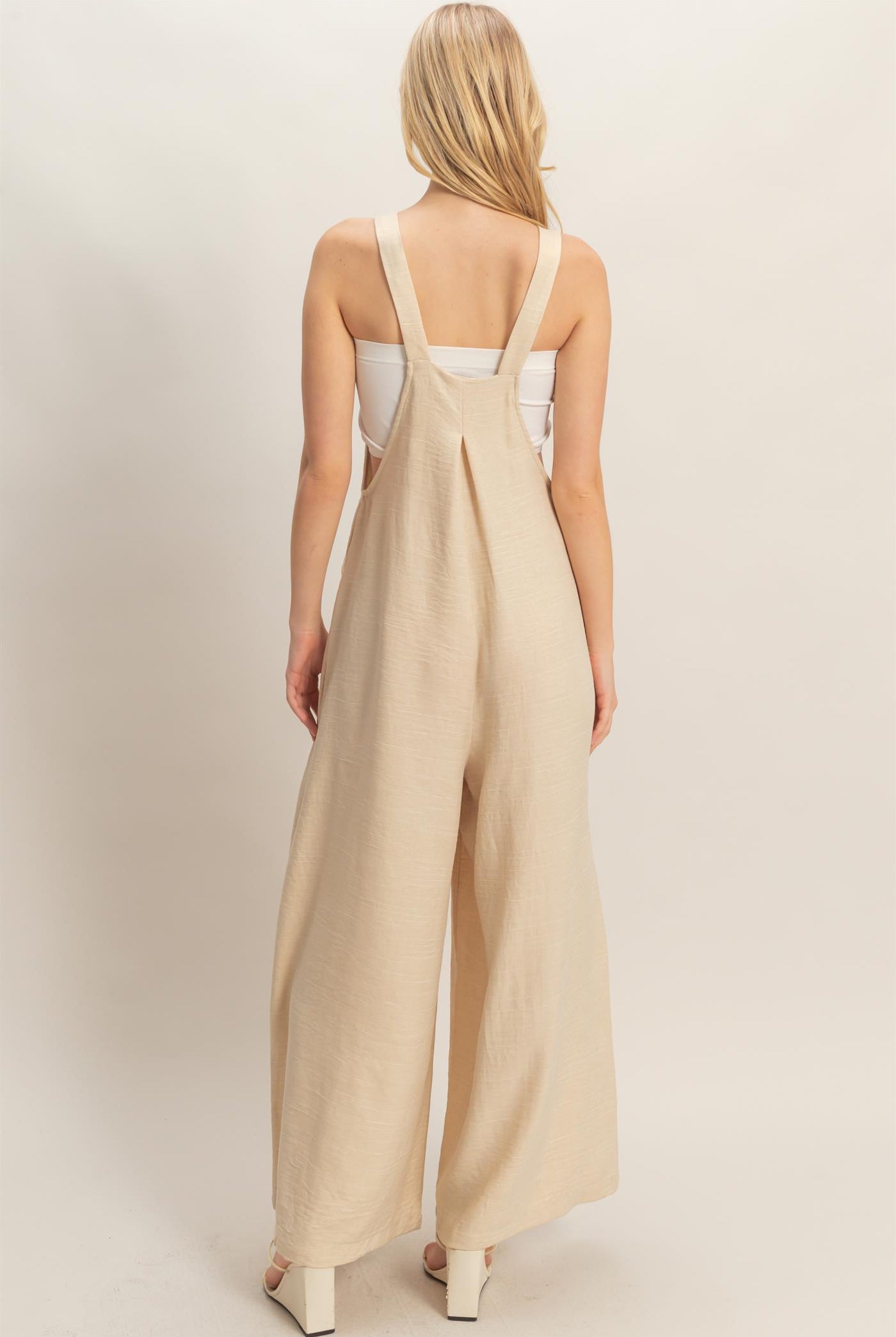 Wholesale Wide Leg Overall Jumpsuit Clothing HF26C322 OATMEAL HYFVE