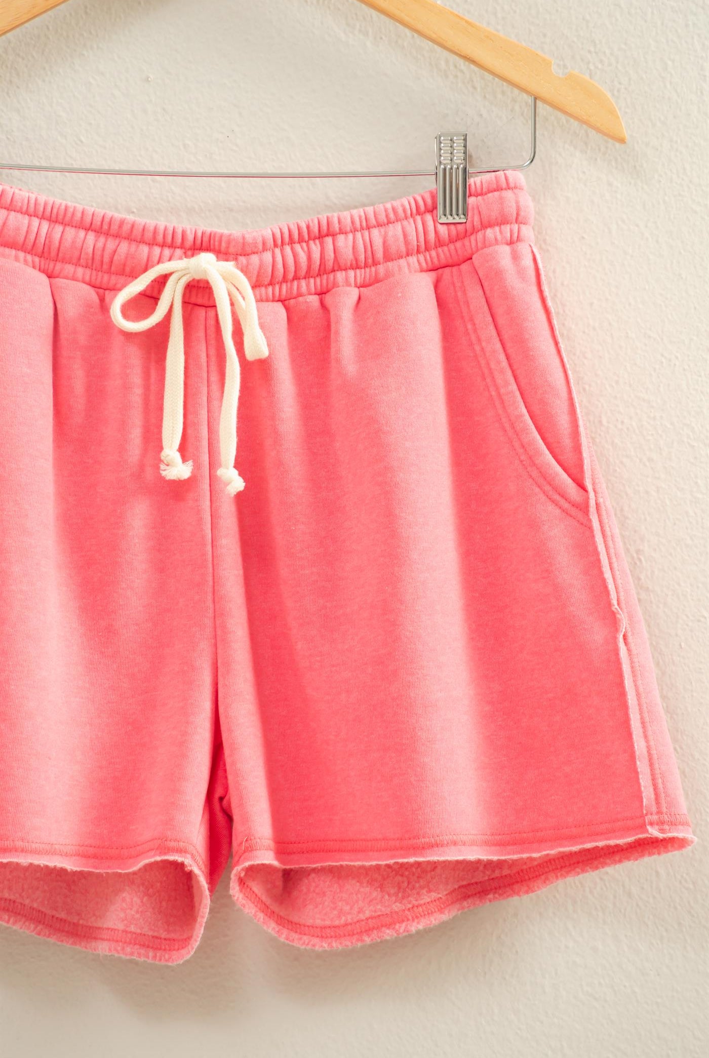 Wholesale Drawstring Burnout French Terry Shorts Shorts DZ26A328 TAFFY PINK DOUBLE ZERO