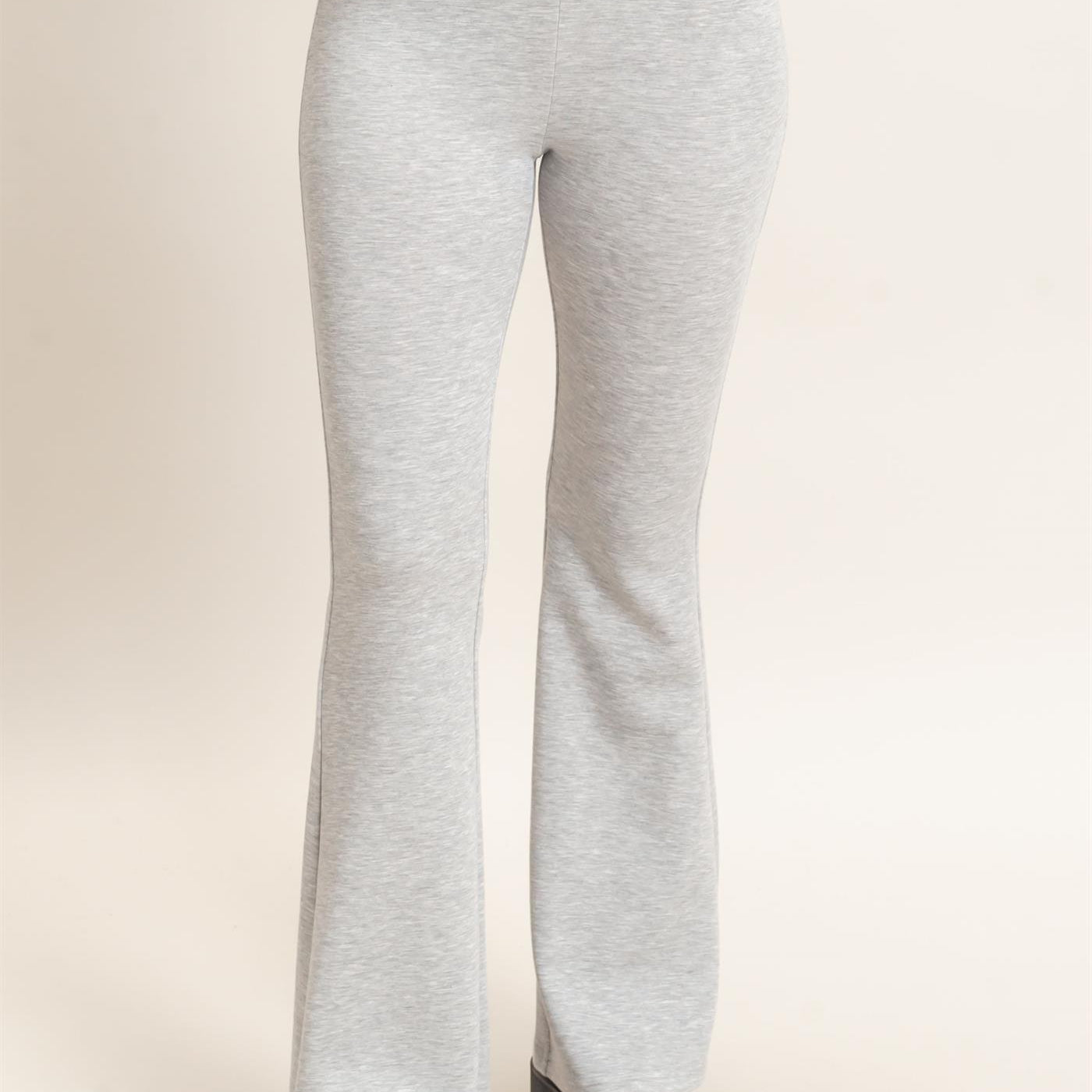 Wholesale Flared Elastic Waist Pants Pants DZ26E393 HEATHER GRAY DOUBLE ZERO