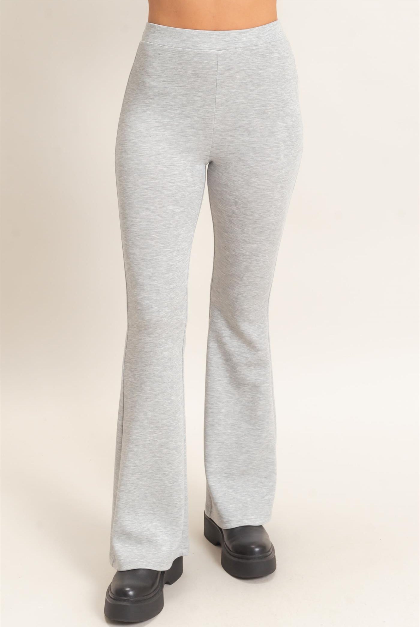 Wholesale Flared Elastic Waist Pants Pants DZ26E393 HEATHER GRAY DOUBLE ZERO