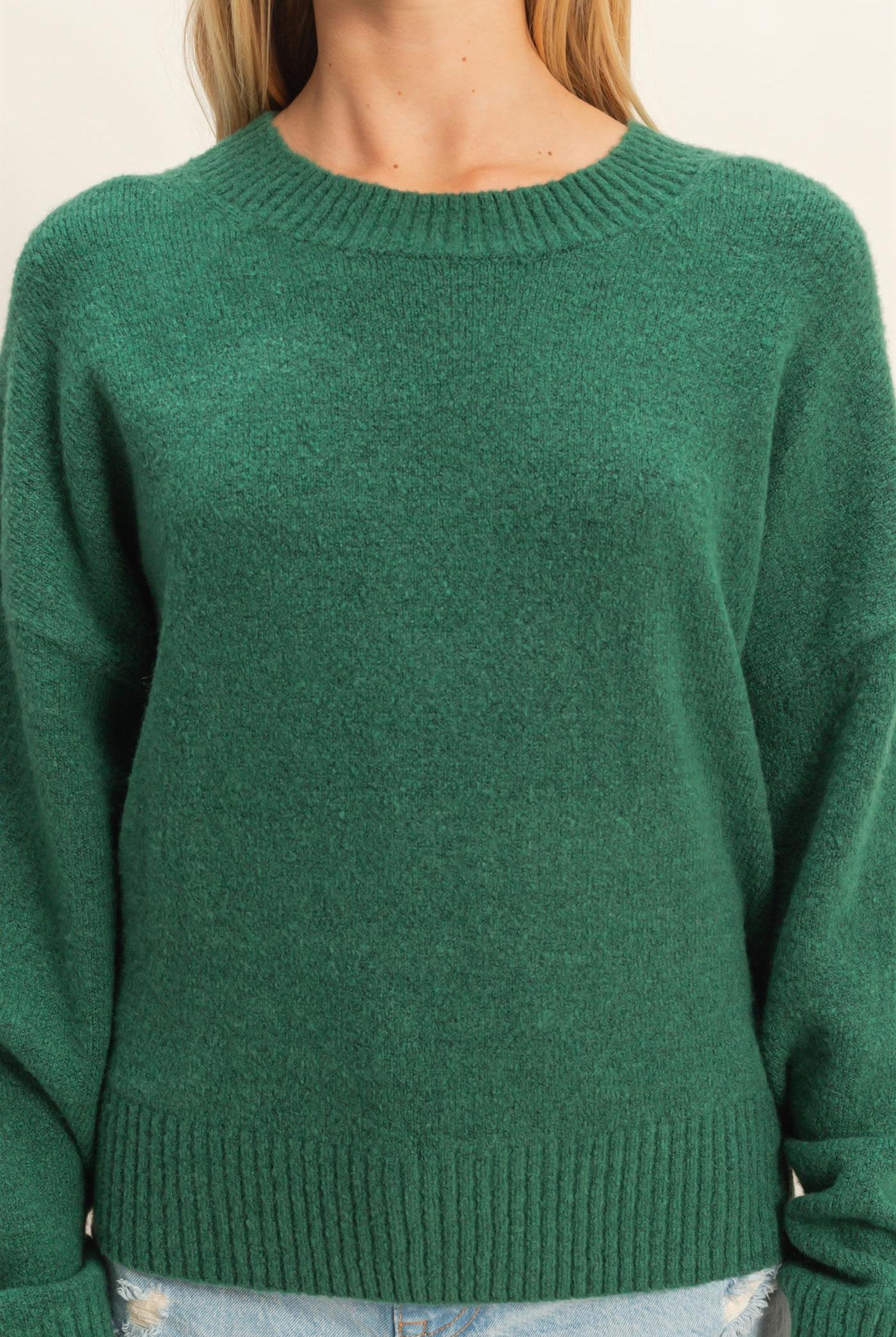 Wholesale Crewneck Sweater Sweaters DZ25E787 DARK GREEN DOUBLE ZERO