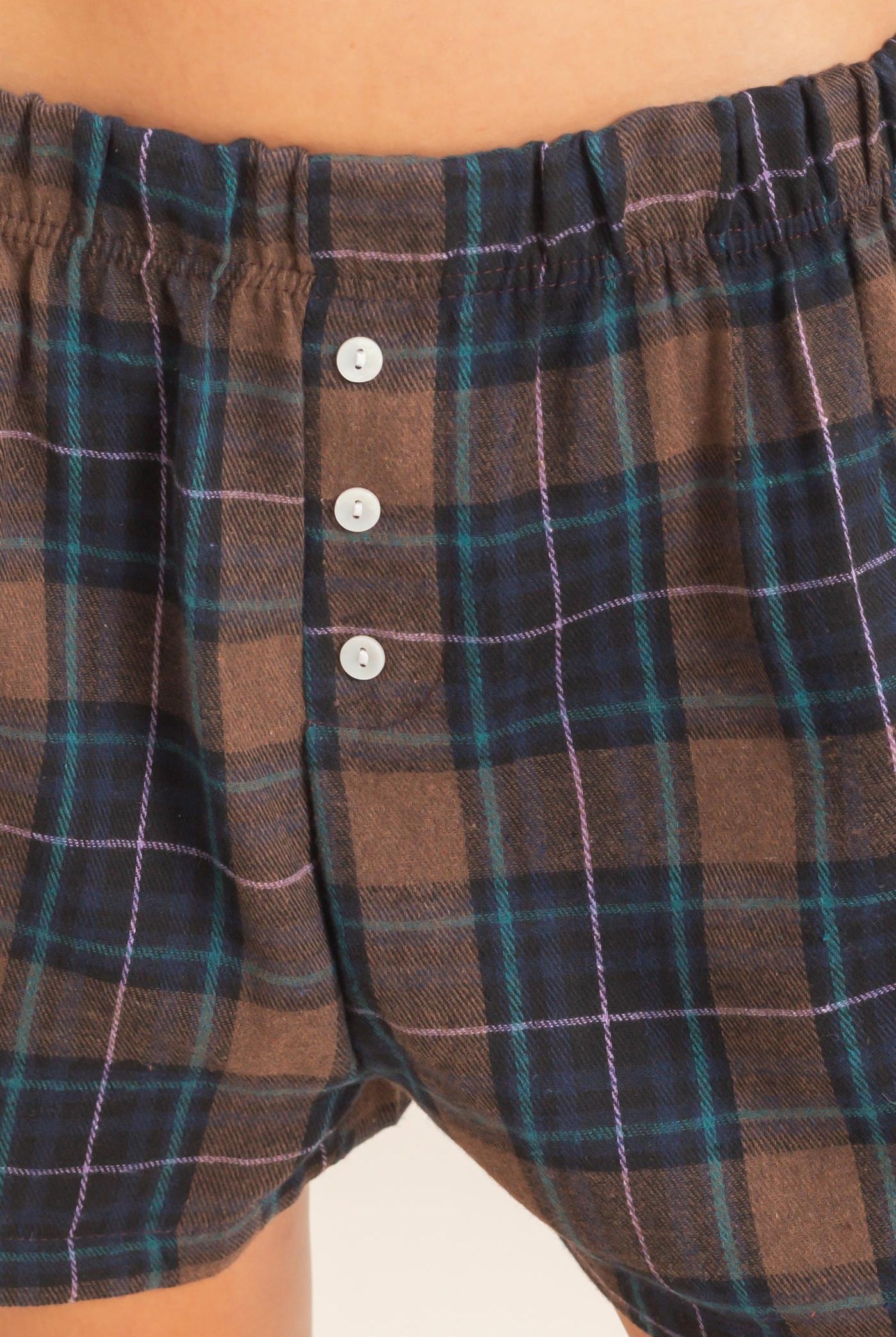 Wholesale Plaid Shorts With Button Front Shorts DZ26F270 BROWN DOUBLE ZERO