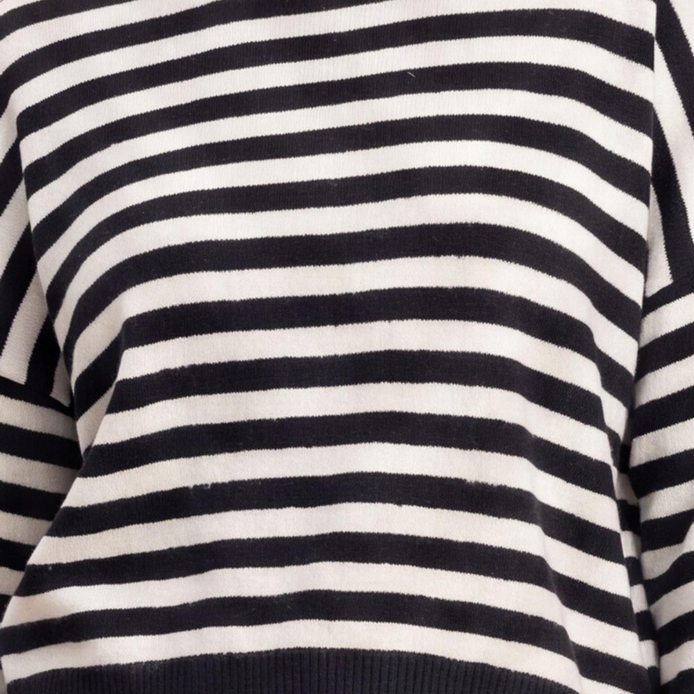 Wholesale Off The Shoulder Striped Sweater Sweaters DZ26E653 BLACK DOUBLE ZERO