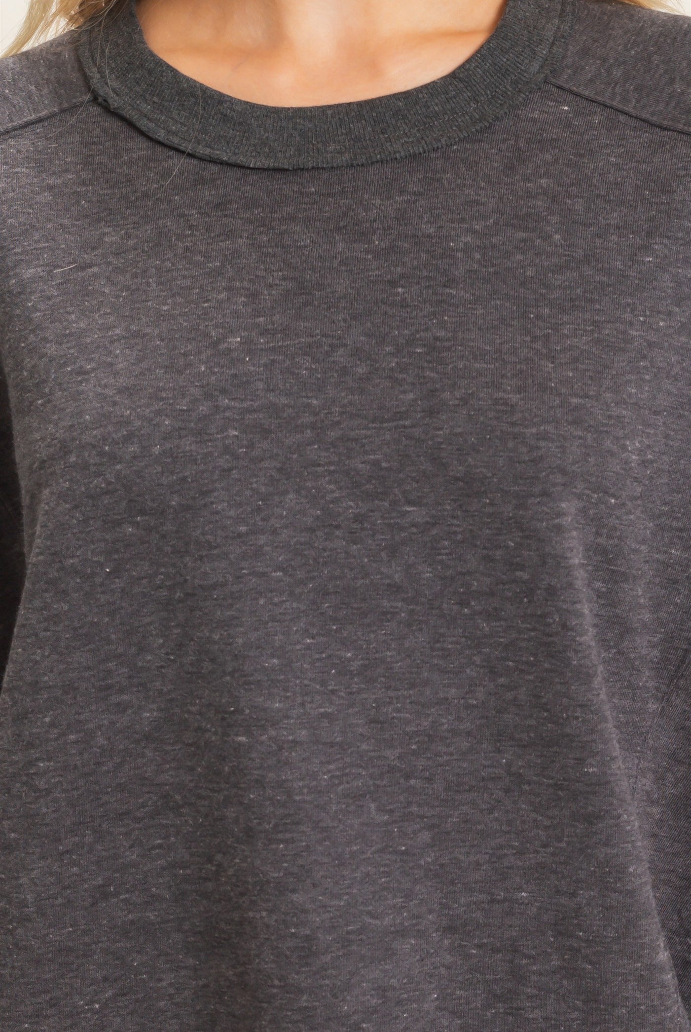 Wholesale Ribbed Crew Neck Sweatshirt Sweatshirts HF26F087 CHARCOAL HYFVE