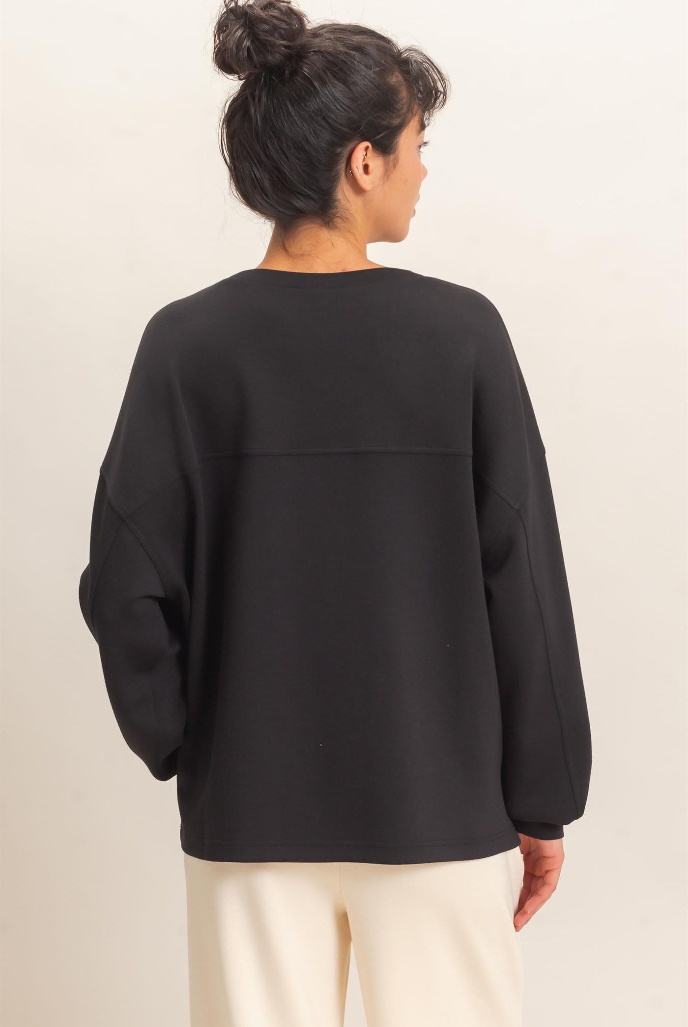 Wholesale Oversized Crew Neck Top Sweatshirts DZ26E388 BLACK DOUBLE ZERO