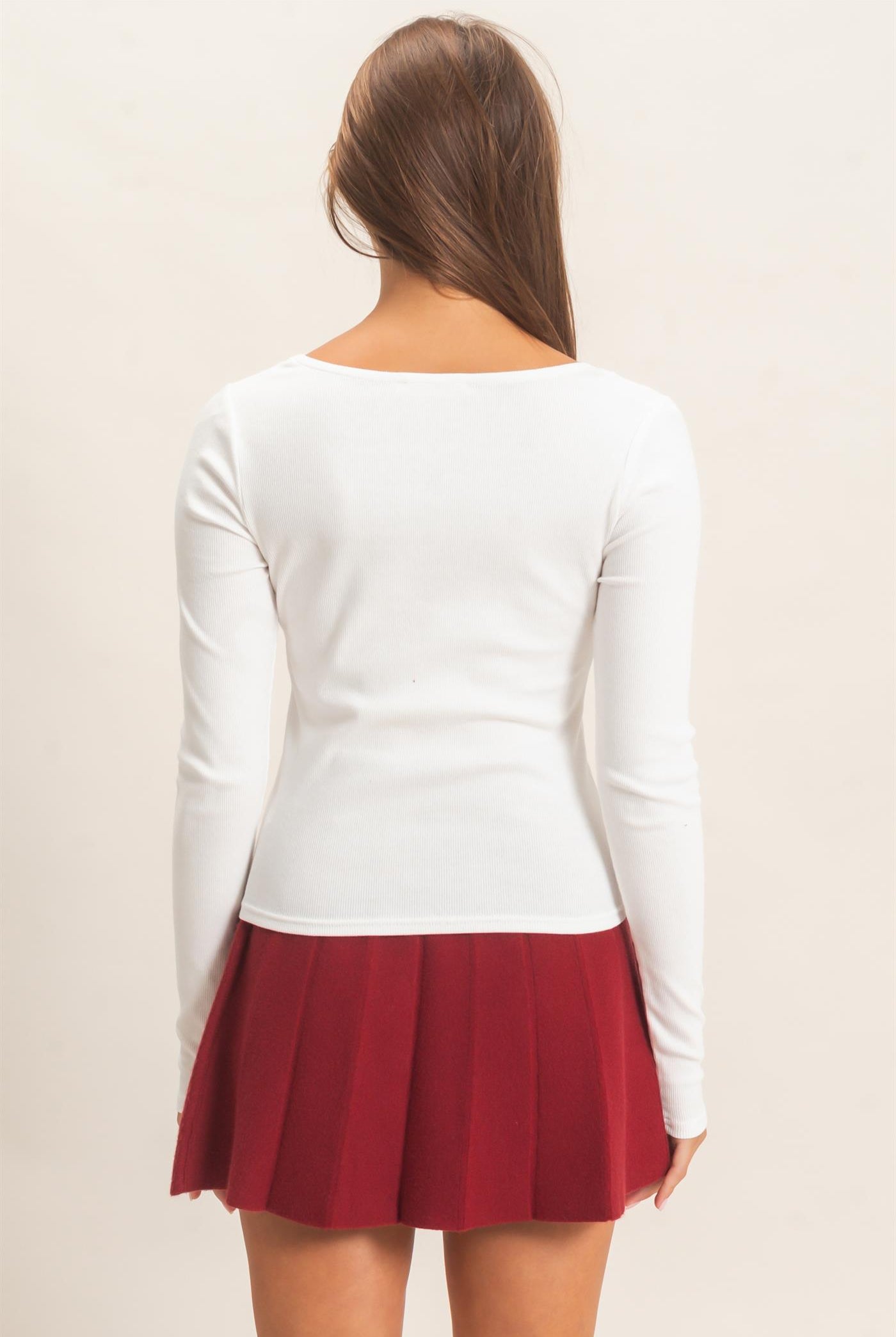 Wholesale Lace Trim V-Neck Top Clothing Tops DZ26E913 WHITE DOUBLE ZERO