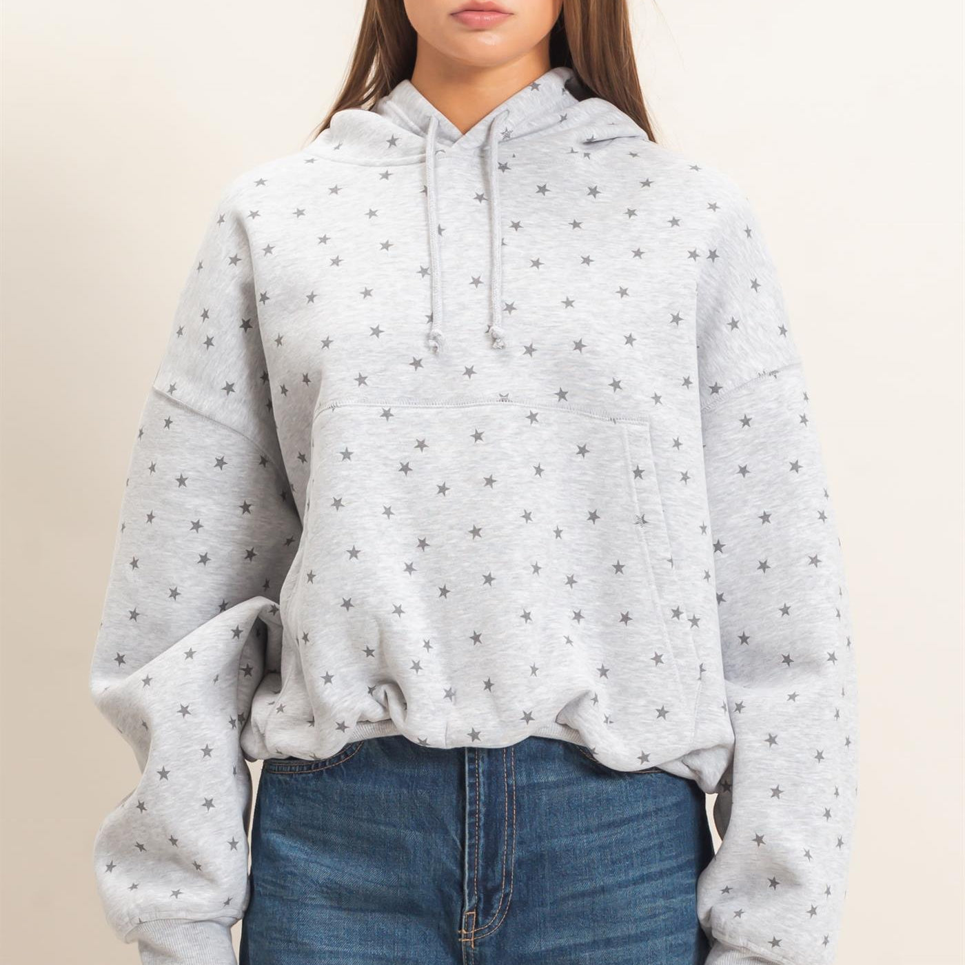 Wholesale Star Print Bubble Hoodie Hoodies DZ26C911 HEATHER GRAY DOUBLE ZERO