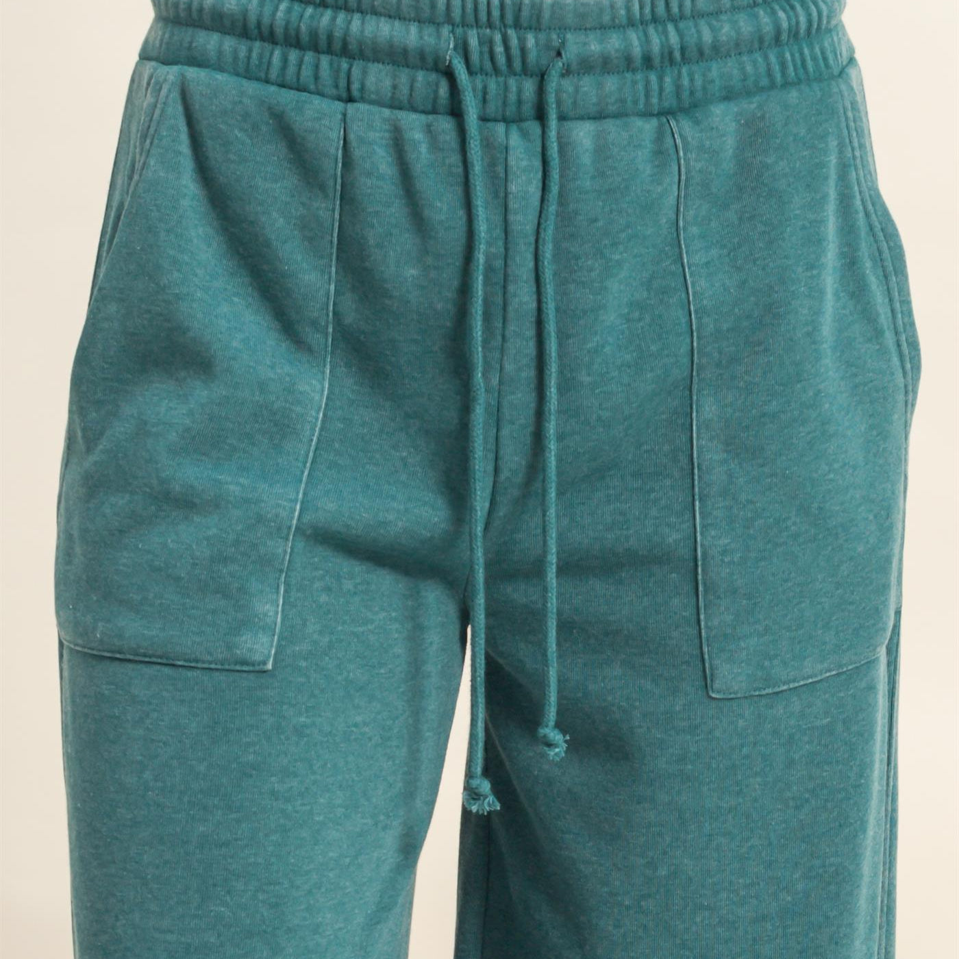 Wholesale Burnout French Terry Wide-Leg Pants Pants DZ26A259 DARK TEAL DOUBLE ZERO