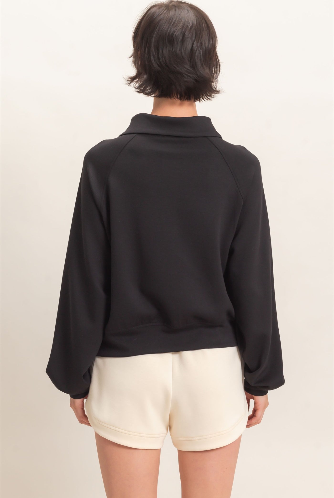 Wholesale Half-Zip Collar Raglan Pullover Sweatshirts DZ26C967 BLACK DOUBLE ZERO
