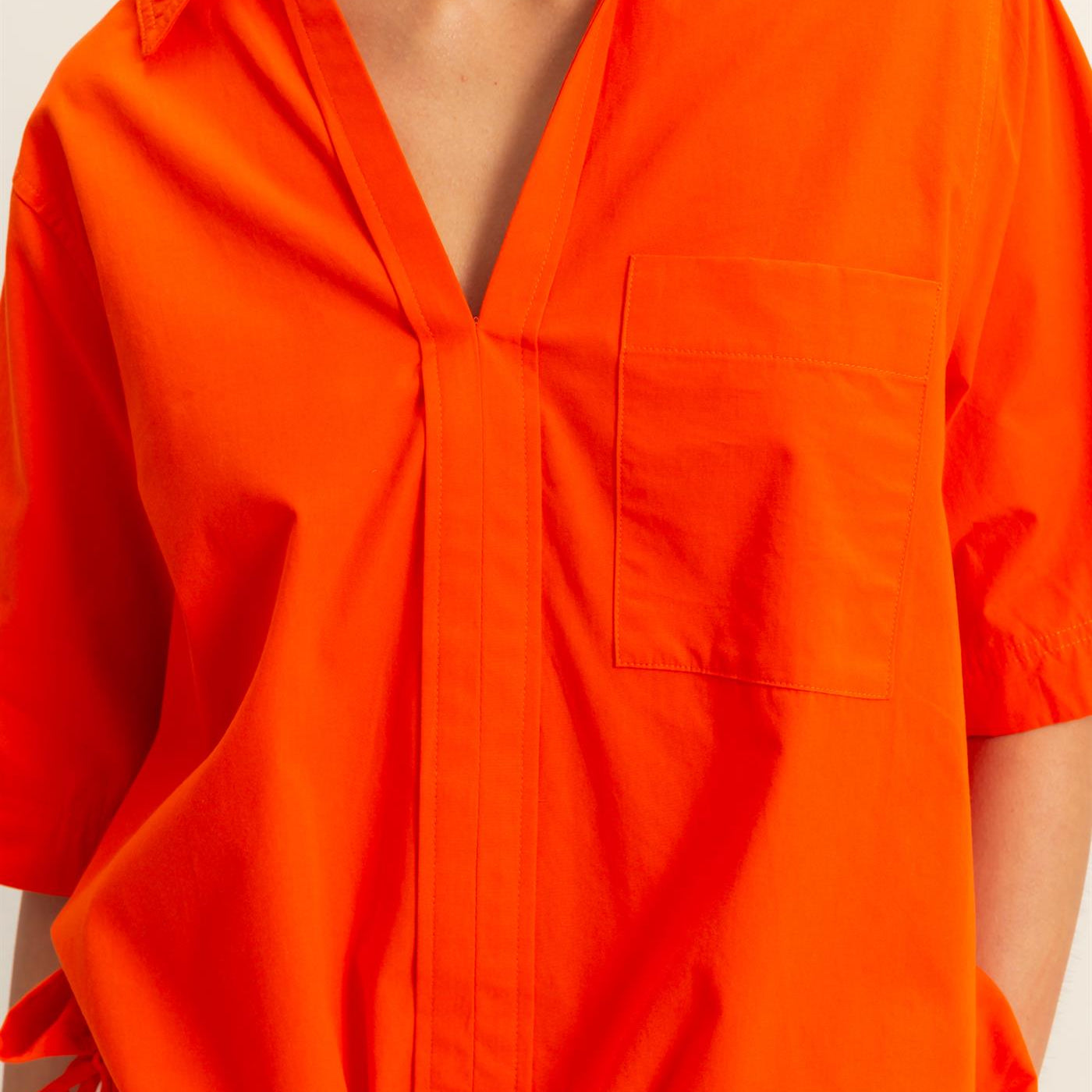 Wholesale Bubble Hem Relaxed Fit Shirt Polos DZ25E081 TOMATO DOUBLE ZERO