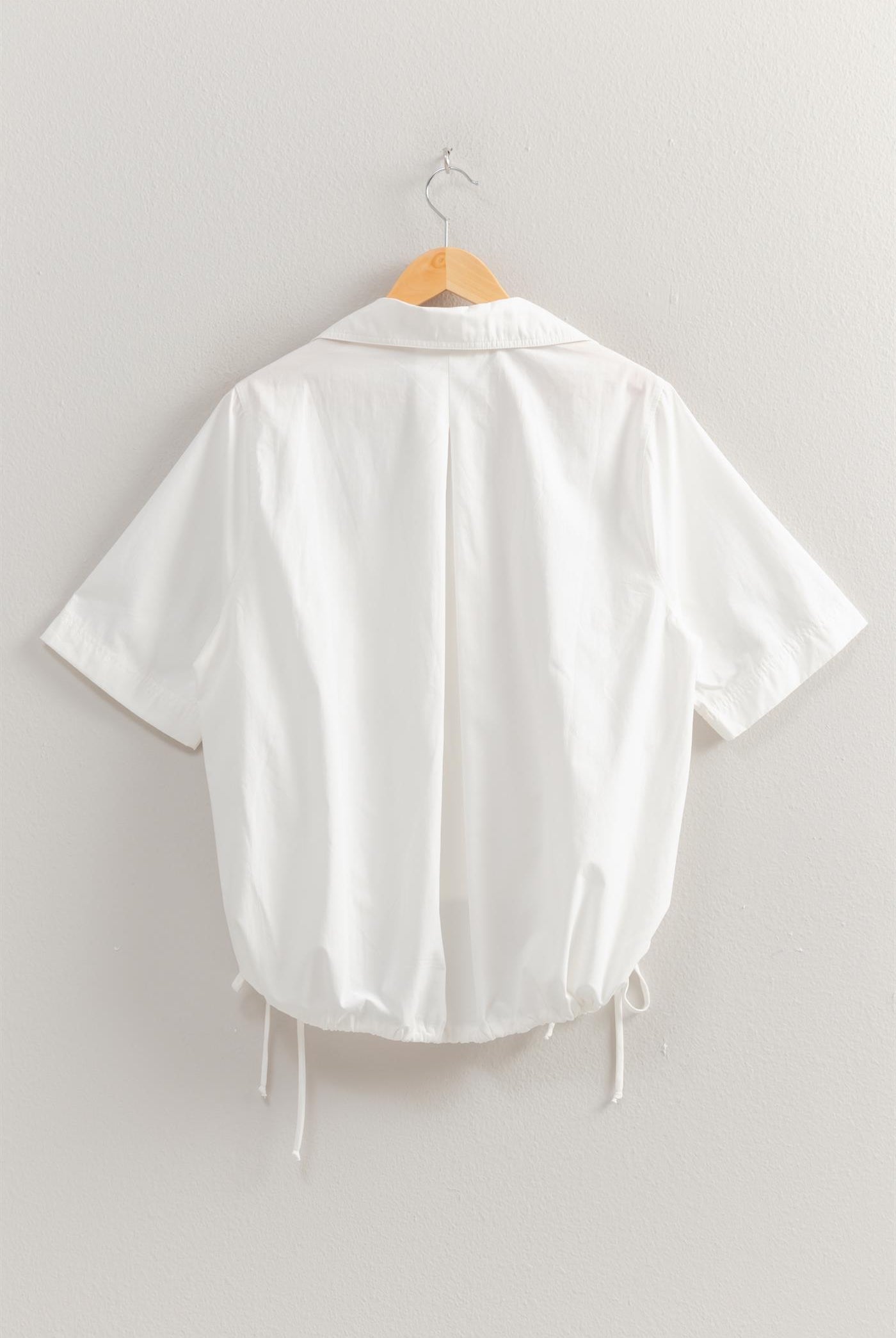 Wholesale Bubble Hem Relaxed Fit Shirt Polos DZ25E081 WHITE DOUBLE ZERO