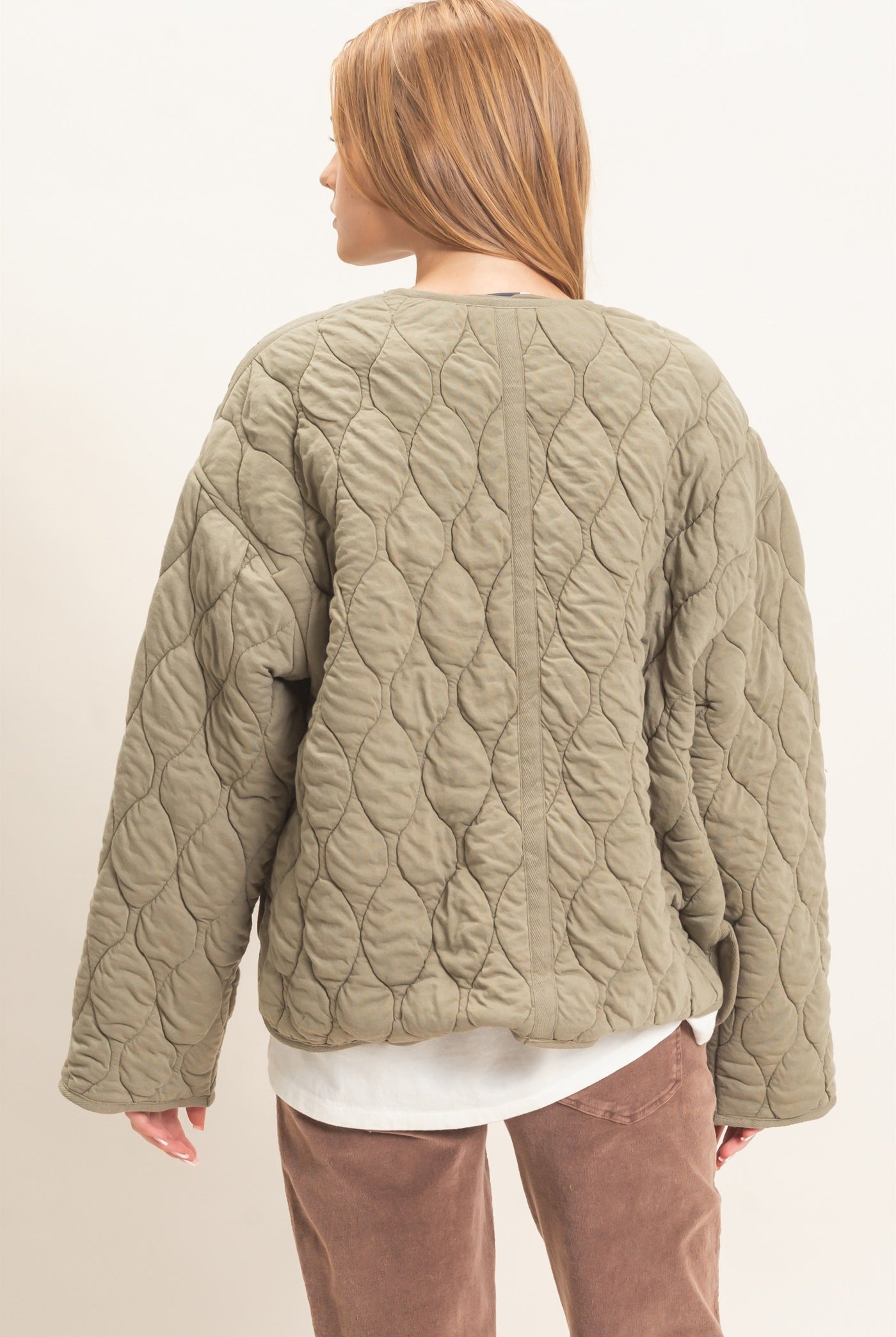 Wholesale Diamond Quilted Jacket Coats & Jackets HF26E370 OLIVE HYFVE