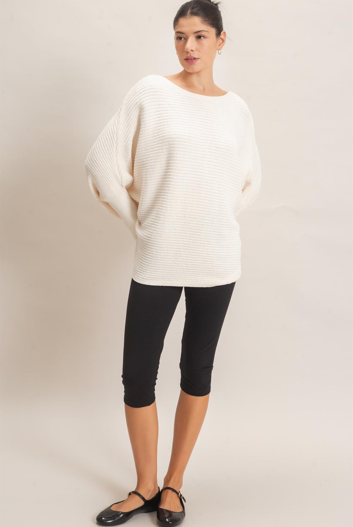 Wholesale Chenille Boat Neck Dolman Sleeve Sweater Sweaters HF26F185 CREAM HYFVE