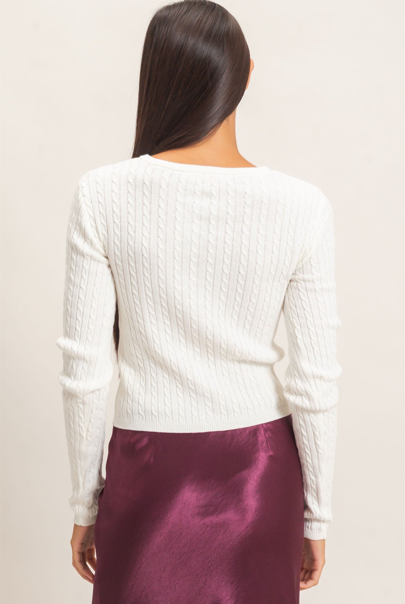 Wholesale Cable Knit Cardigan Cardigans DZ26E256 CREAM DOUBLE ZERO