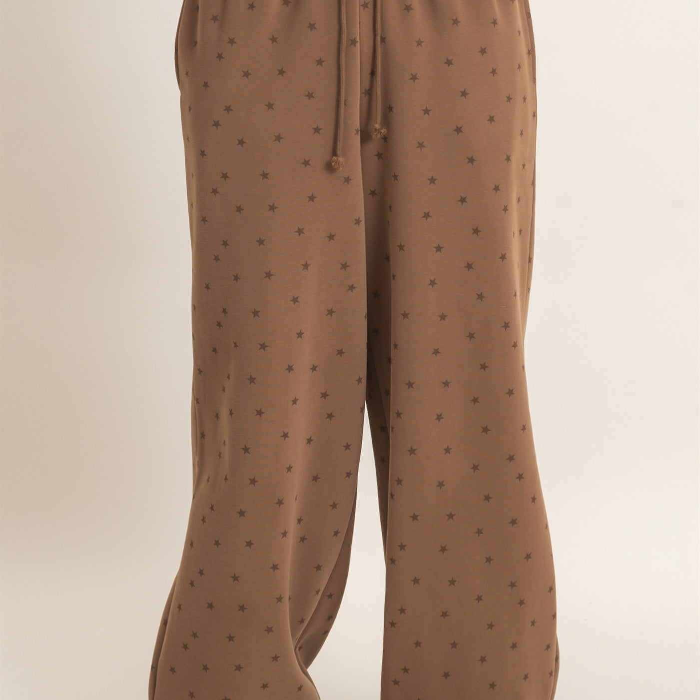 Wholesale Star Print Elastic Waist Jogger Pants Joggers DZ26E287 MOCHA DOUBLE ZERO