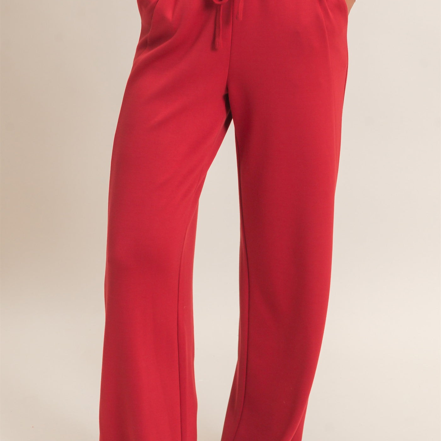 Wholesale Elastic Waist Straight Leg Pants Pants DZ26C969 DARK RED DOUBLE ZERO