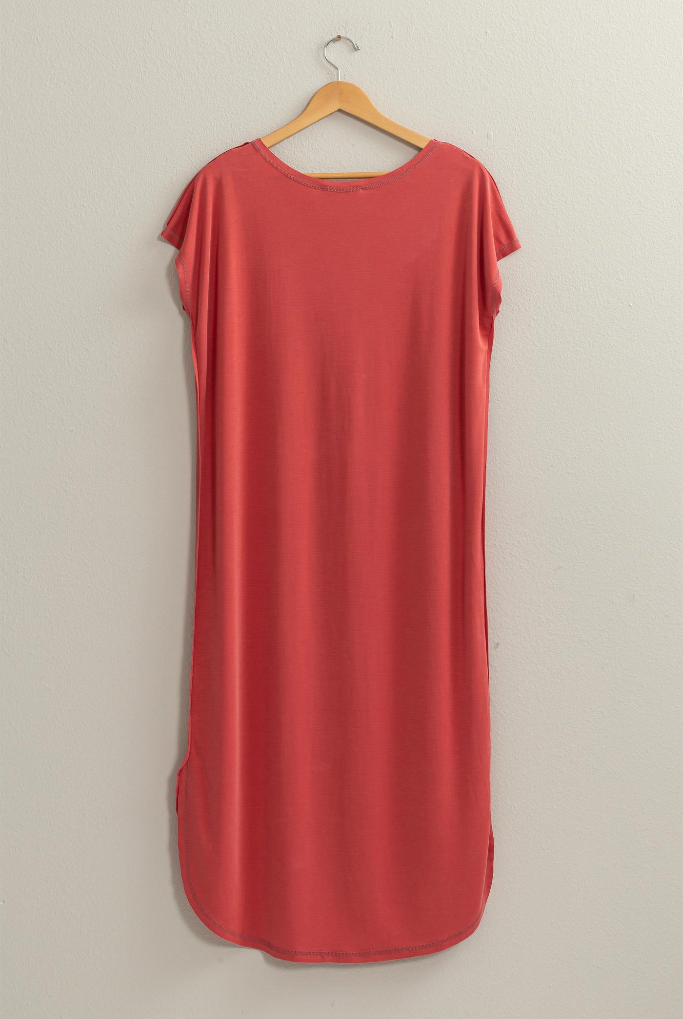 Wholesale Soft High Low Midi Dress Dresses DZ24A885 BRICK DOUBLE ZERO