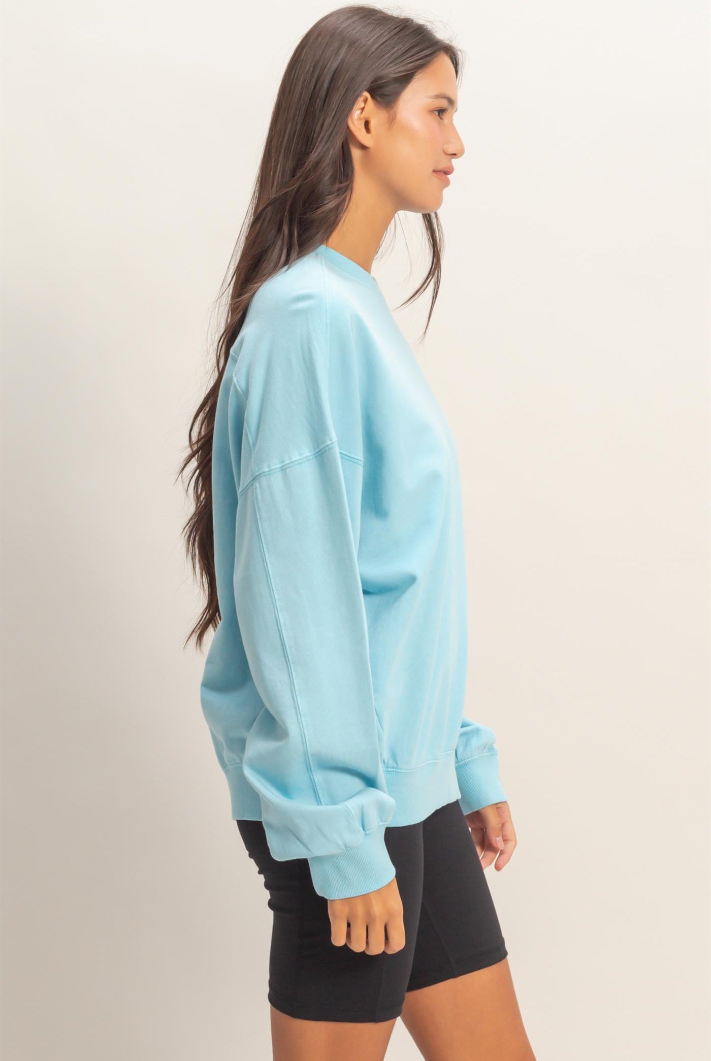 Wholesale Ribbed Crew Neck Sweatshirt Sweatshirts DZ26A265 BLUE DOUBLE ZERO