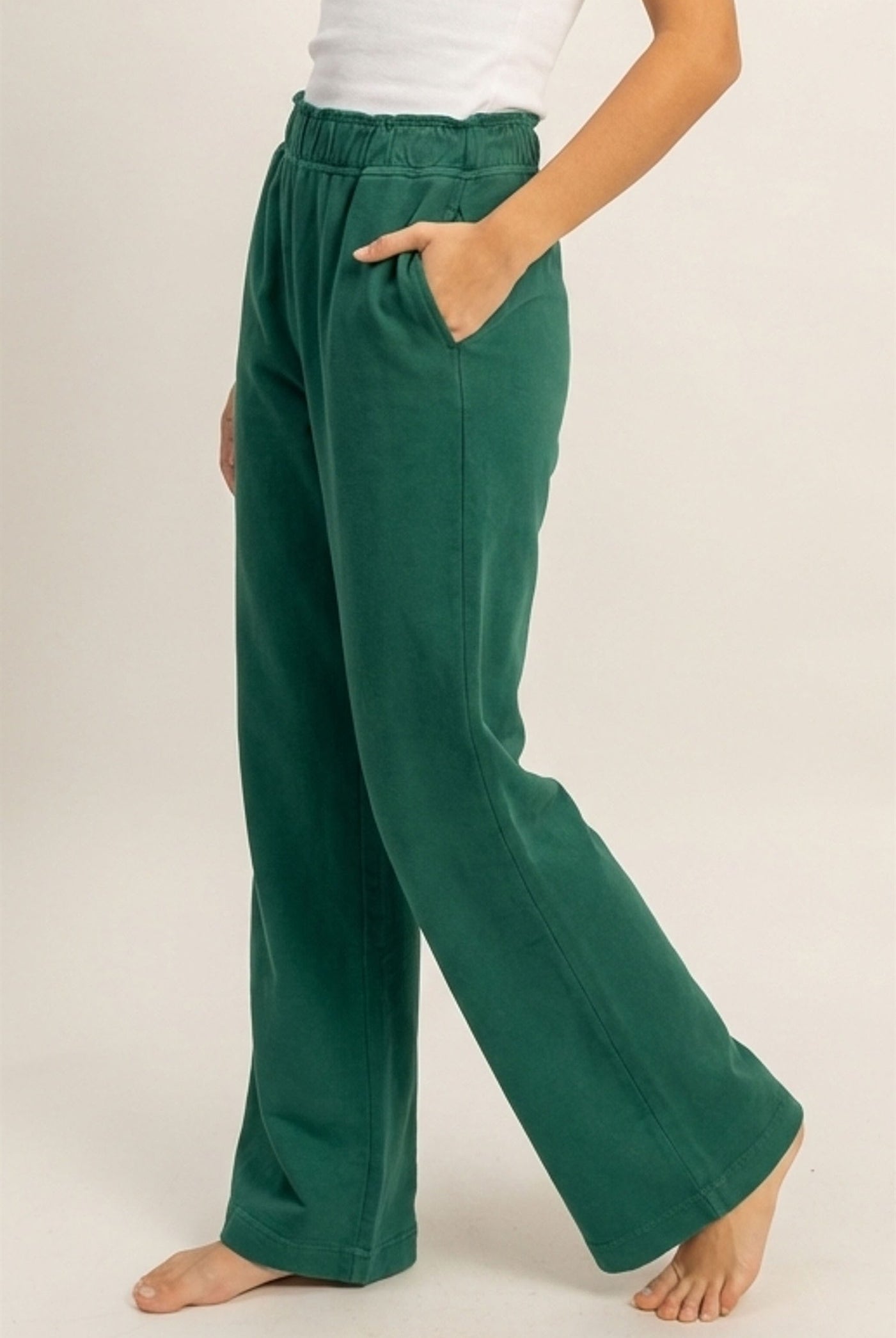 Wholesale High Waist Flare Pants Pants DZ24C346-D PINE GREEN DOUBLE ZERO