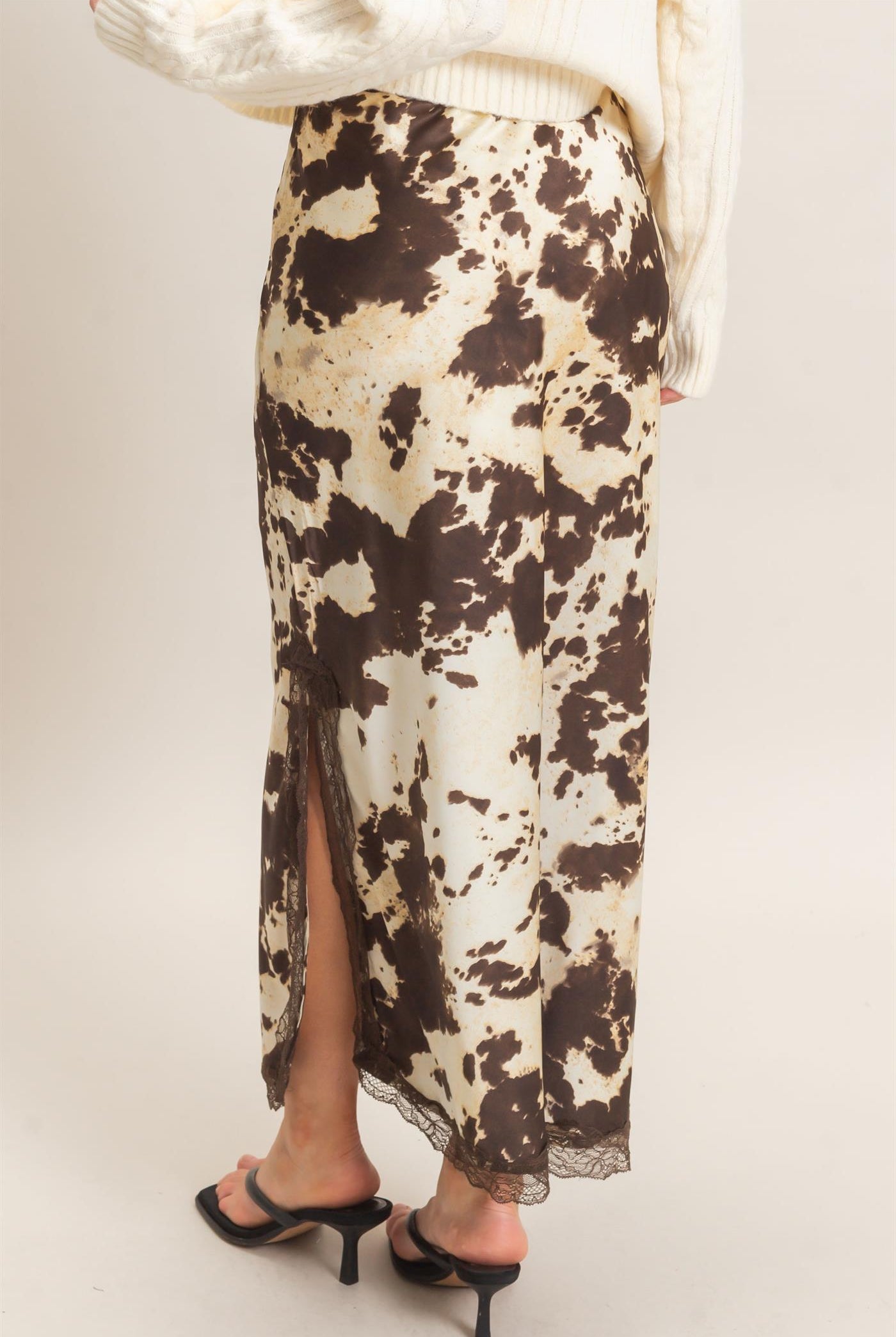 Wholesale Satin Cow Print Skirt Skirts HF26C851 BROWN HYFVE