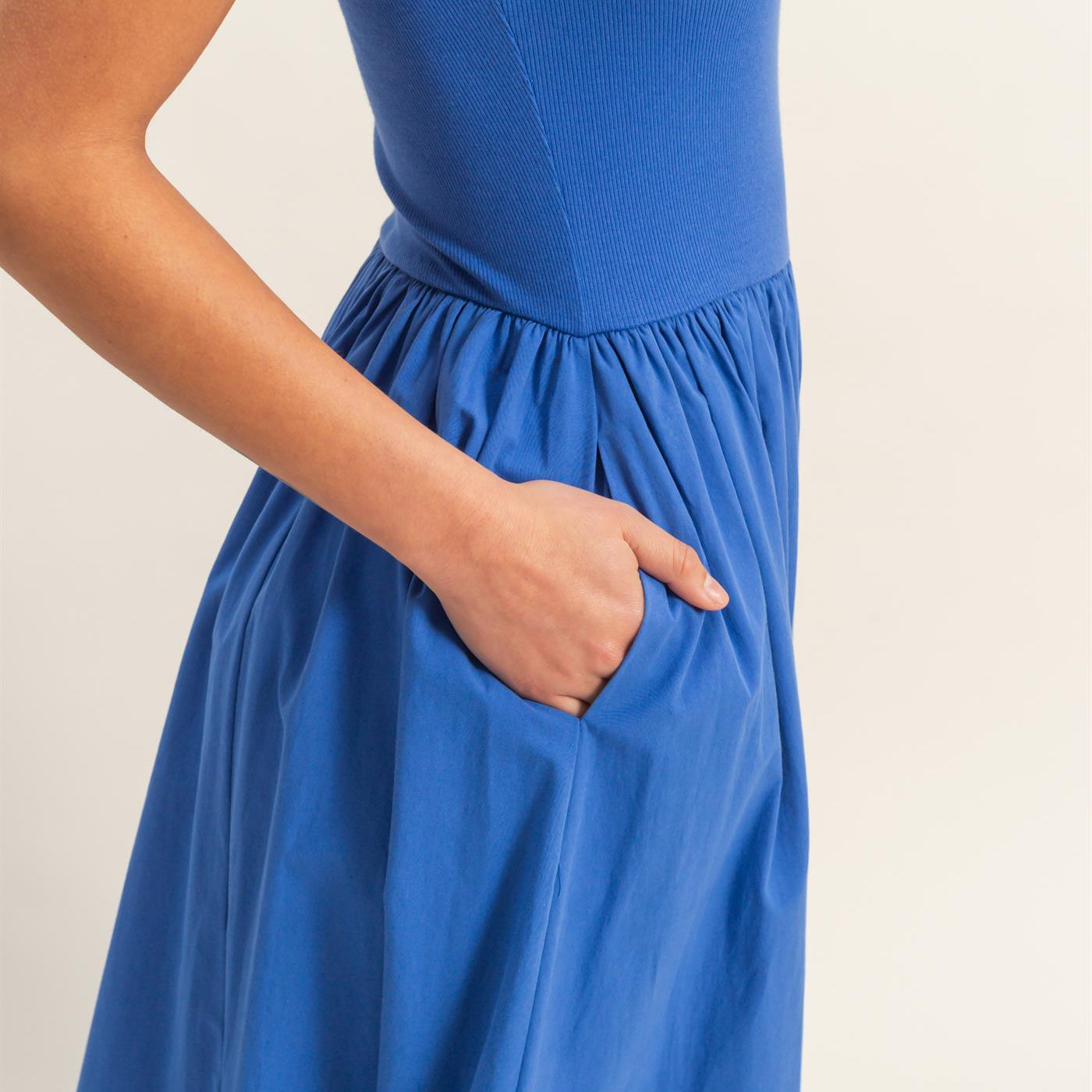 Wholesale Strapless Flowy Midi Dress Dresses DZ26A744 COBALT DOUBLE ZERO