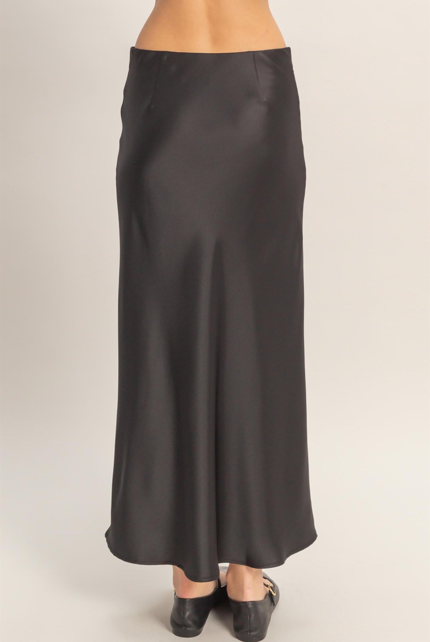 Wholesale Satin Midi Skirt Skirts DZ26A050 BLACK DOUBLE ZERO