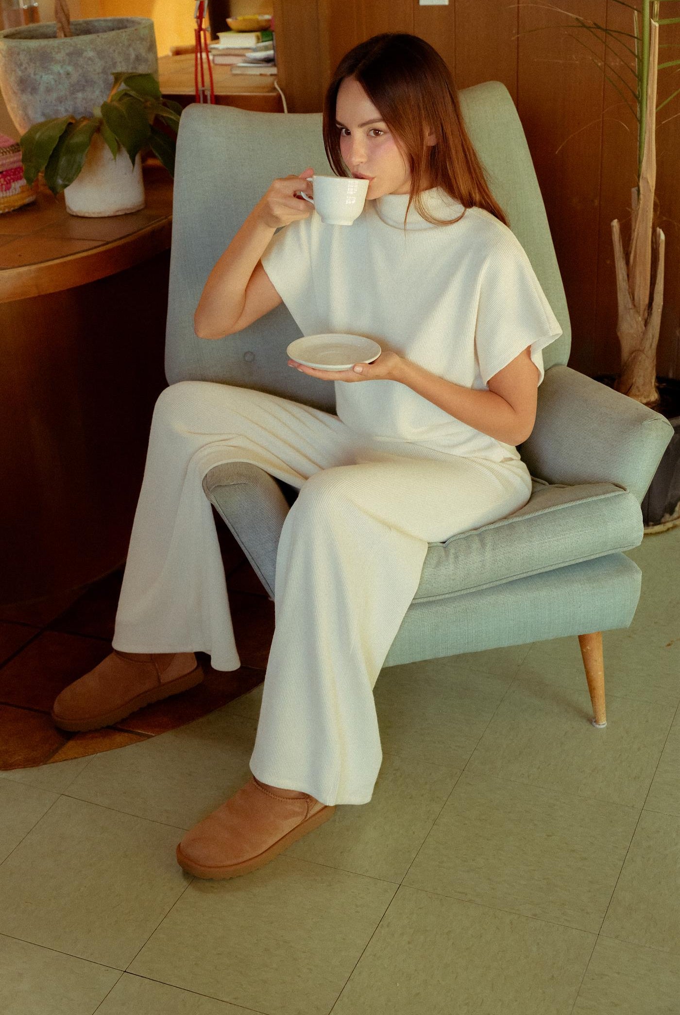 Wholesale Dolman Sleeve Top And Pant Set Clothing HF26F225-SET-D CREAM HYFVE