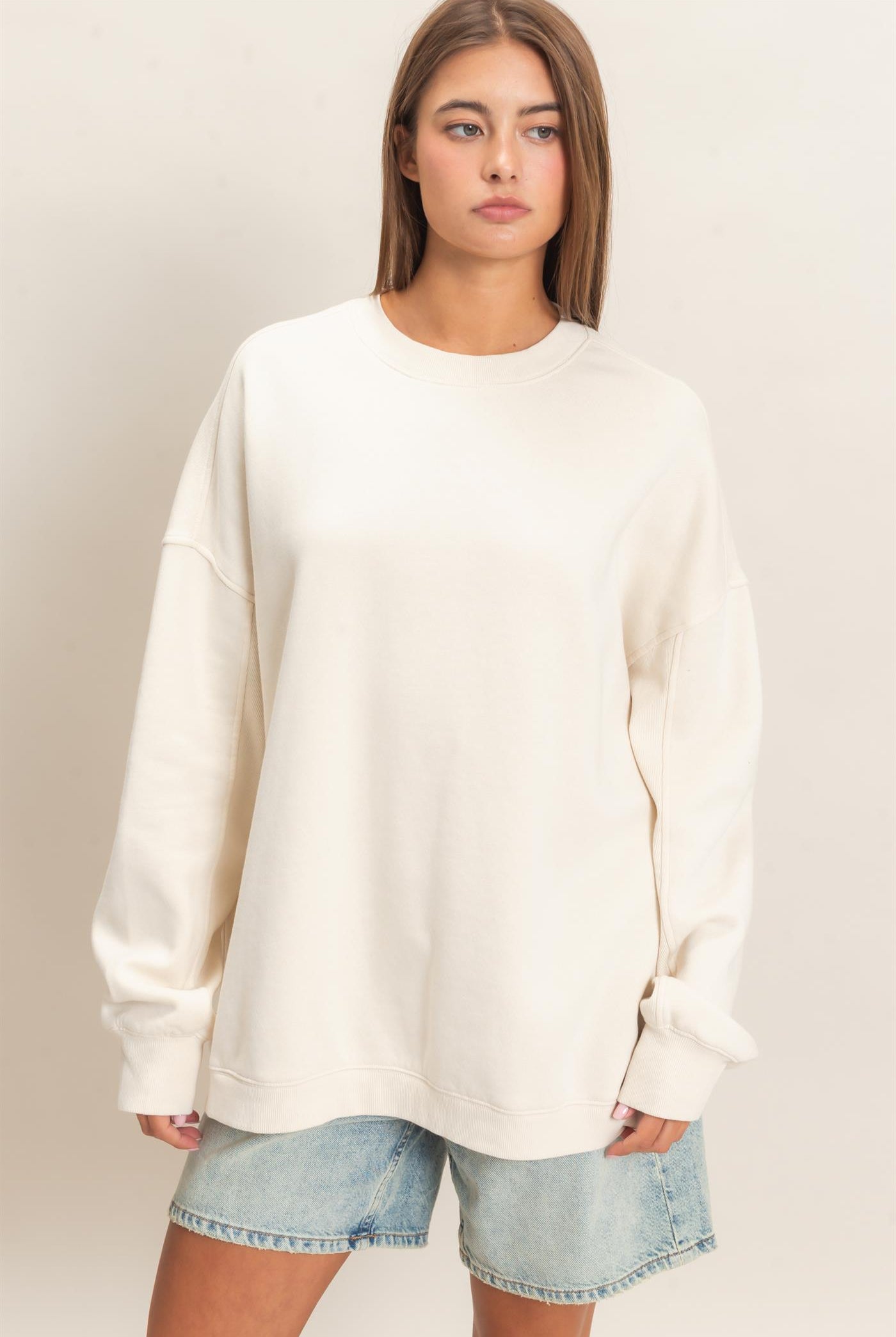 Wholesale Acid Wash Crew Neck Long Sleeve Sweatshirt Sweatshirts DZ26E268 ALPACA DOUBLE ZERO