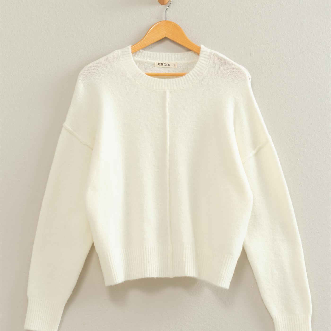 Wholesale Crew Neck Seam Detail Sweater Sweaters DZ26E240 CREAM DOUBLE ZERO