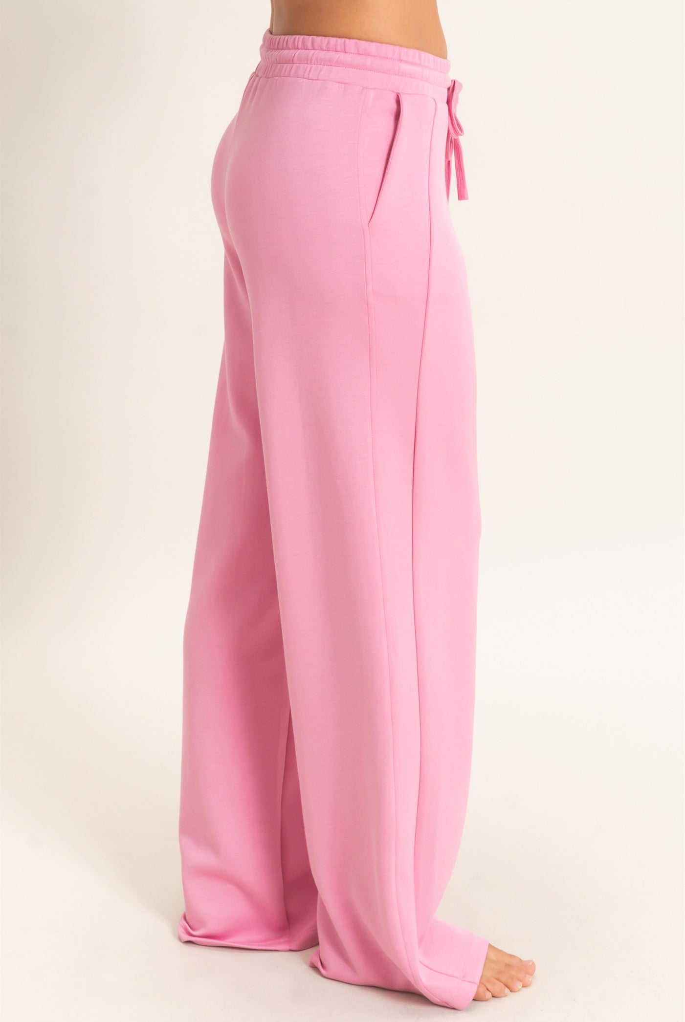 Wholesale Elastic Waist Straight Leg Pants Pants DZ26C969 PINK DOUBLE ZERO