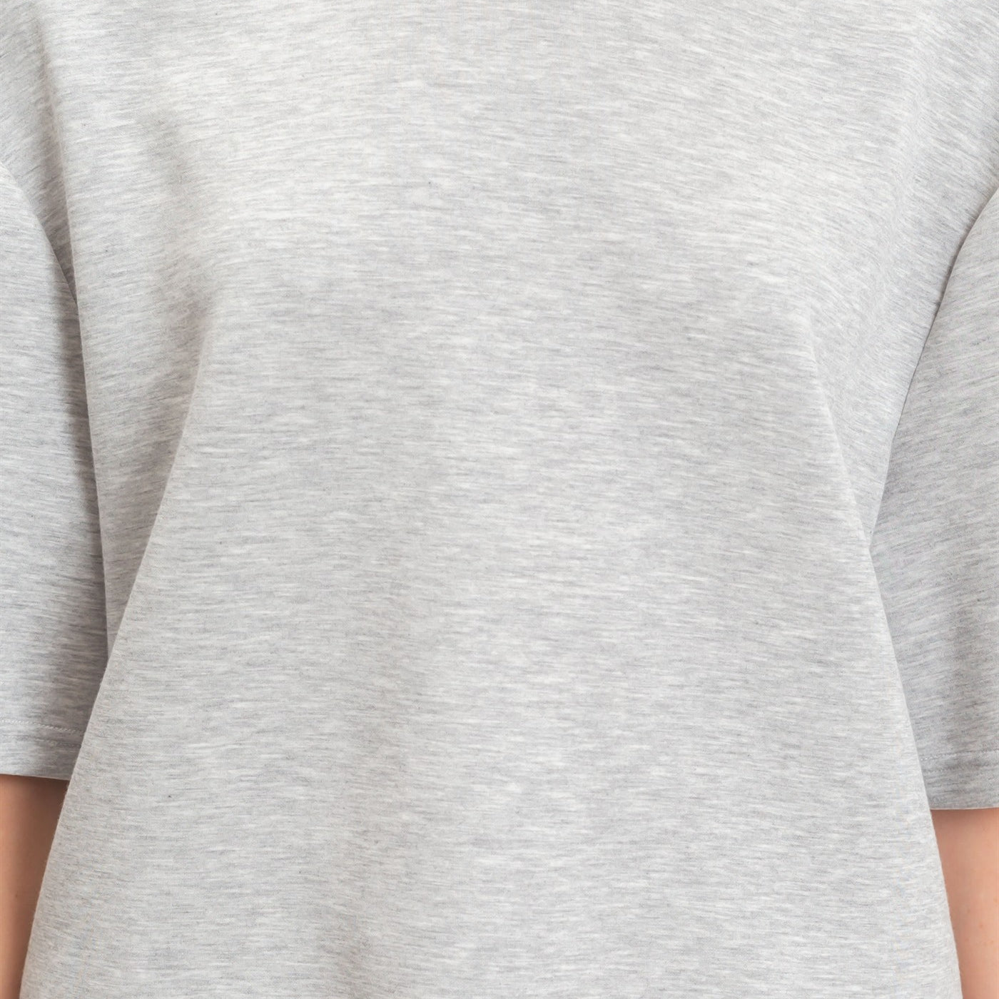 Wholesale Loose Fit Crew Neck Short Sleeve Top Clothing Tops DZ26C965 HEATHER GRAY DOUBLE ZERO