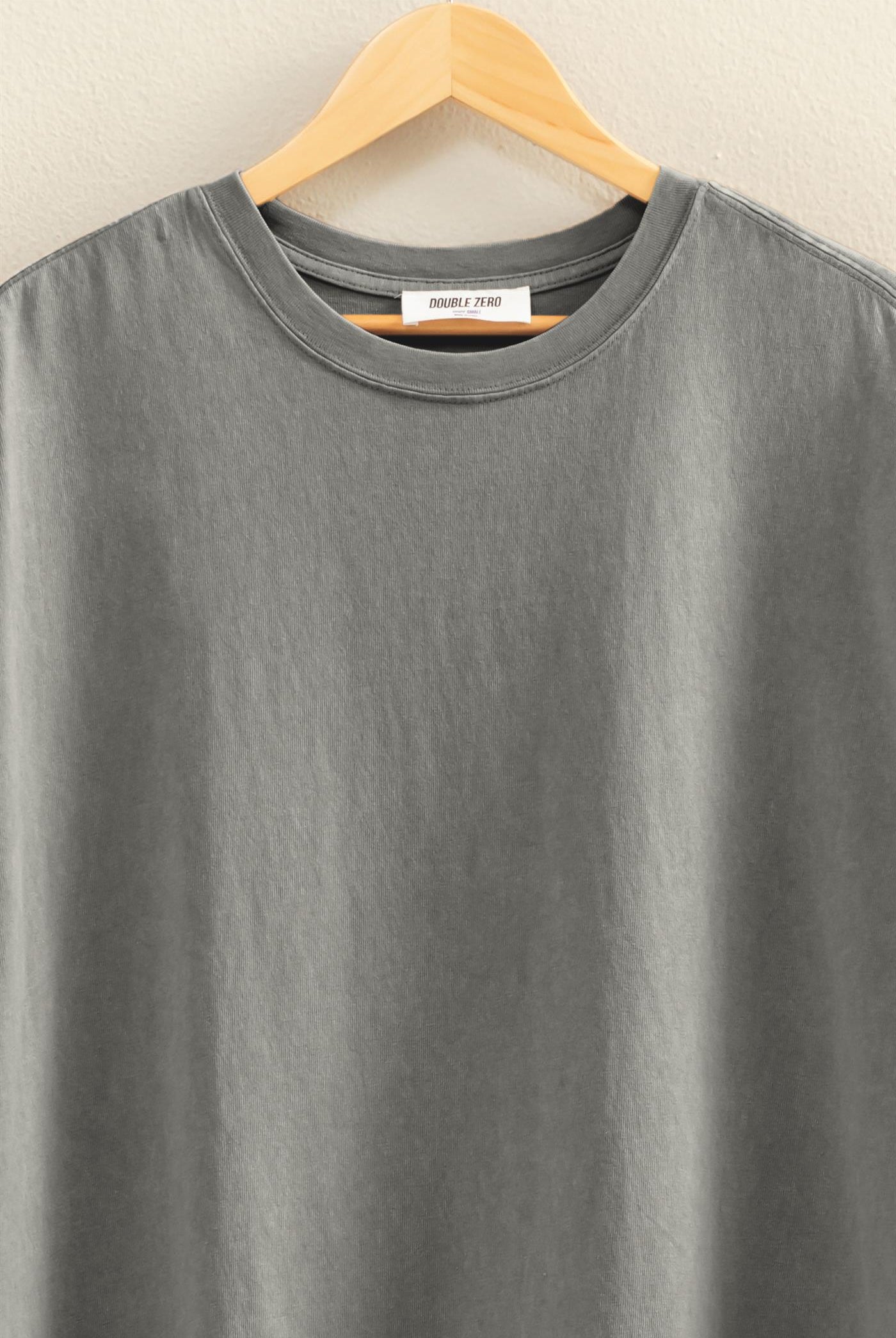 Wholesale Oversized Mineral Wash T-Shirt T-Shirts DZ26A031 CHARCOAL DOUBLE ZERO