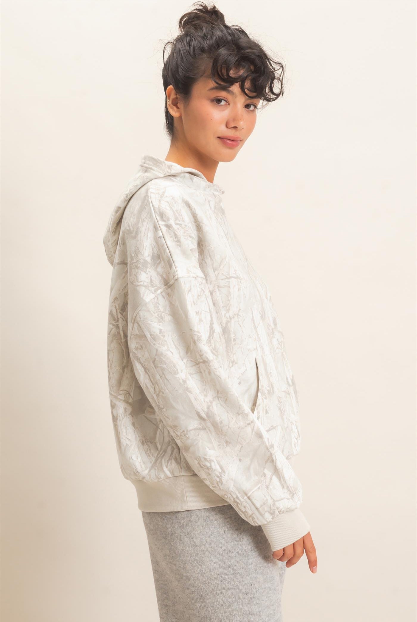 Wholesale Tree Camouflage Hoodie With Kangaroo Pocket Hoodies DZ26F011 GRAY DOUBLE ZERO