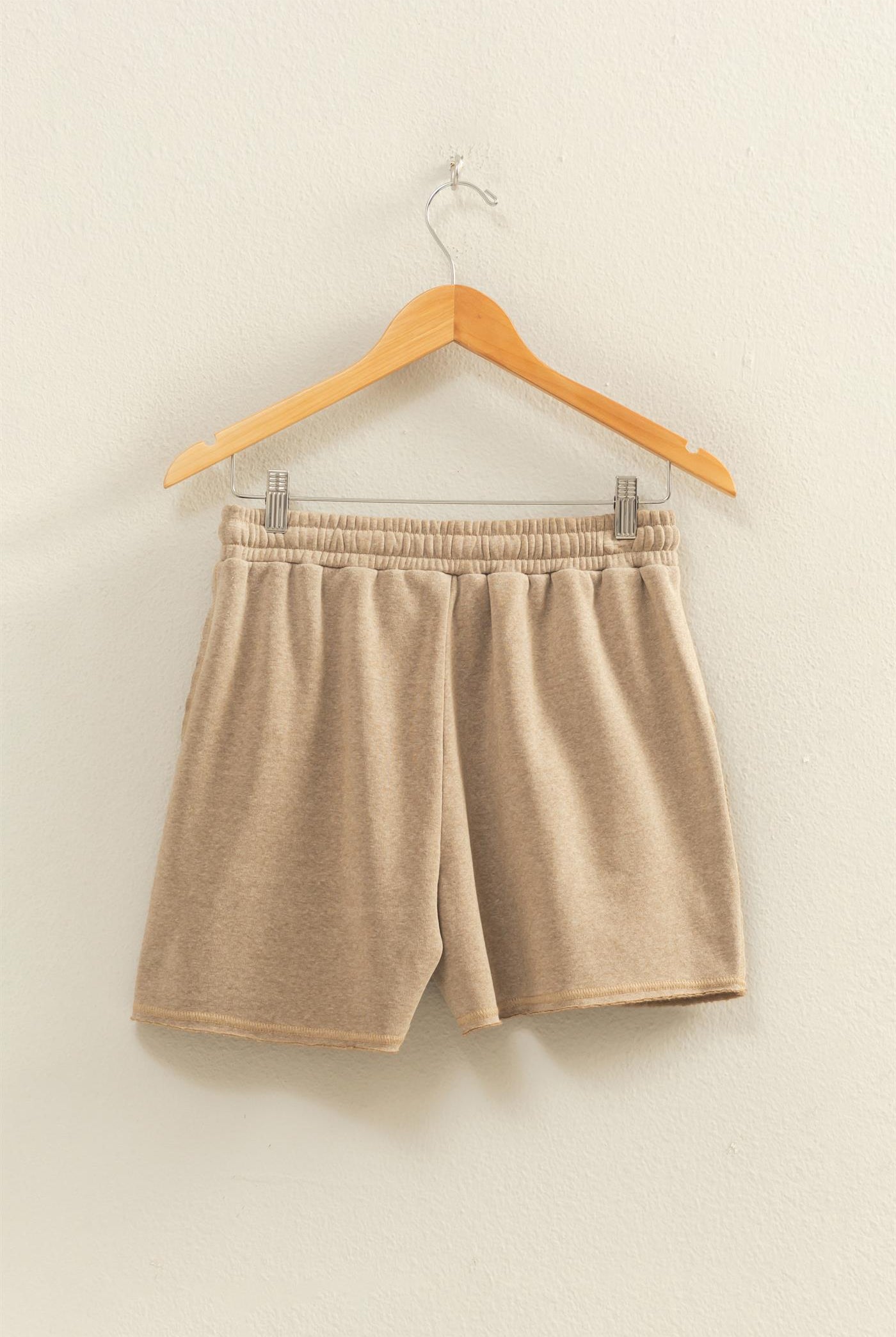 Wholesale Drawstring Burnout French Terry Shorts Shorts DZ26A328 MOCHA DOUBLE ZERO