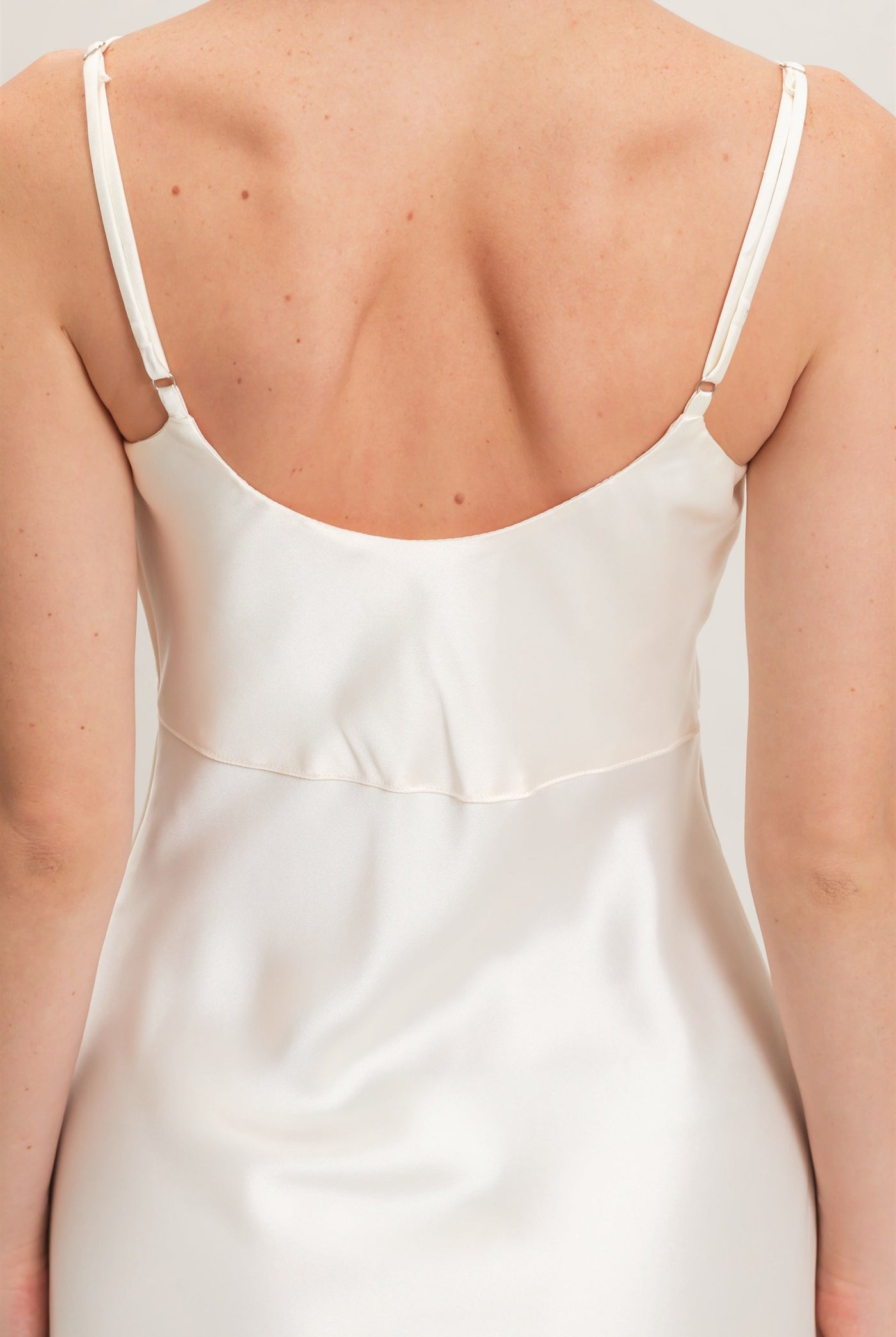 Wholesale Satin Slip Dress With Spaghetti Straps Dresses DZ26E380 CREAM DOUBLE ZERO