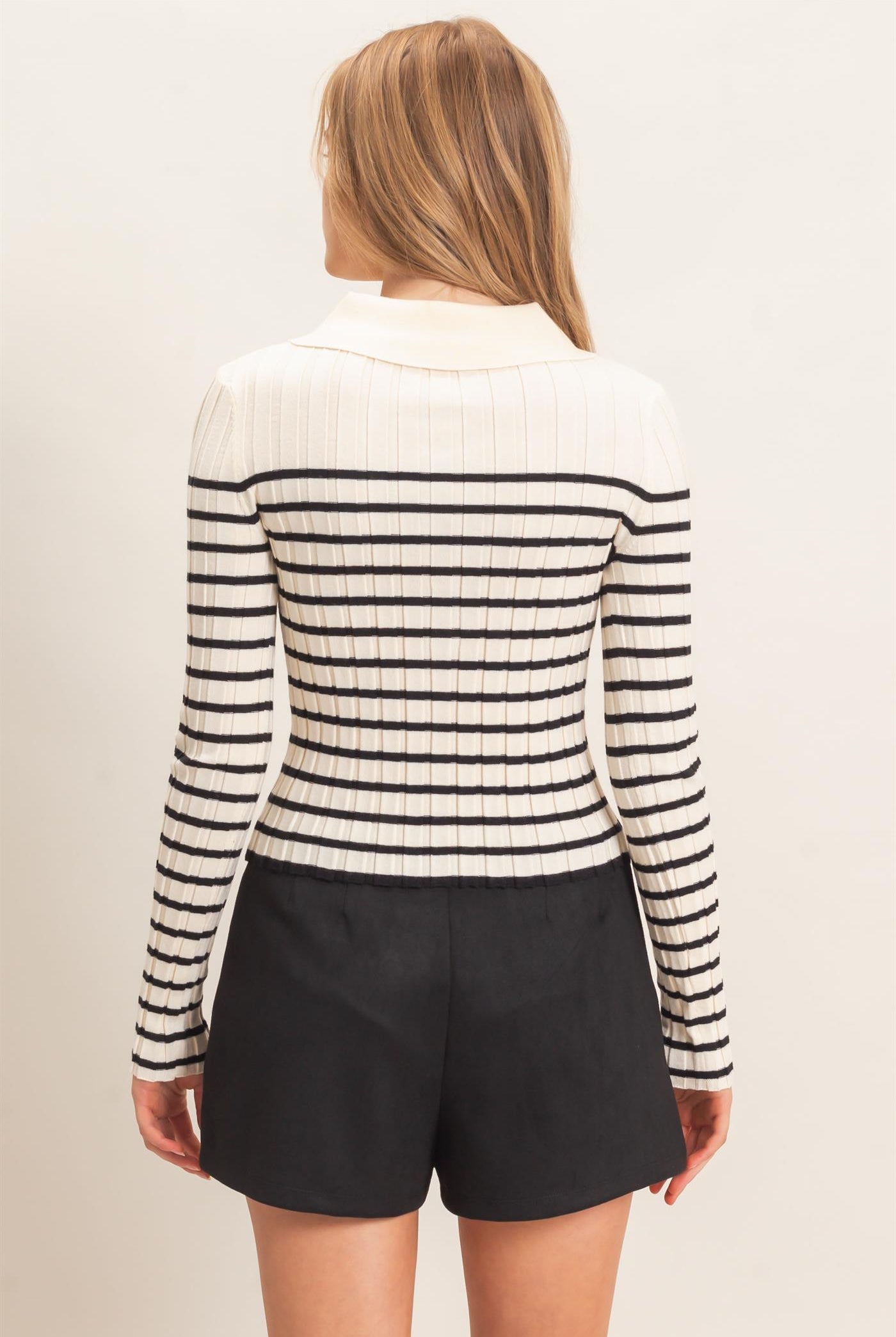 Wholesale Ribbed Collared Sweater Sweaters HF26E534 CREAM HYFVE