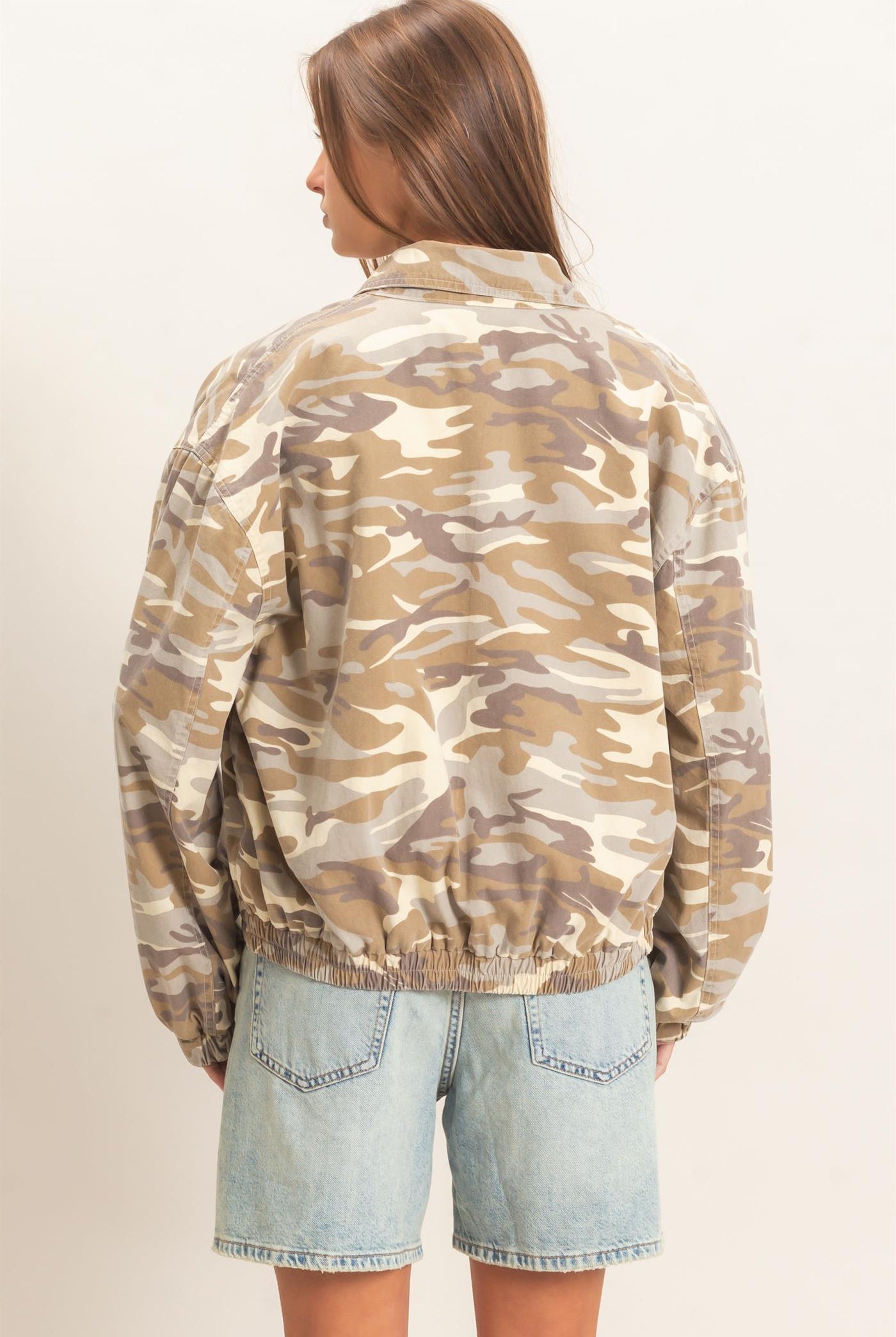 Wholesale Camouflage Zip-Up Jacket Coats & Jackets DZ26E398 STONE DOUBLE ZERO