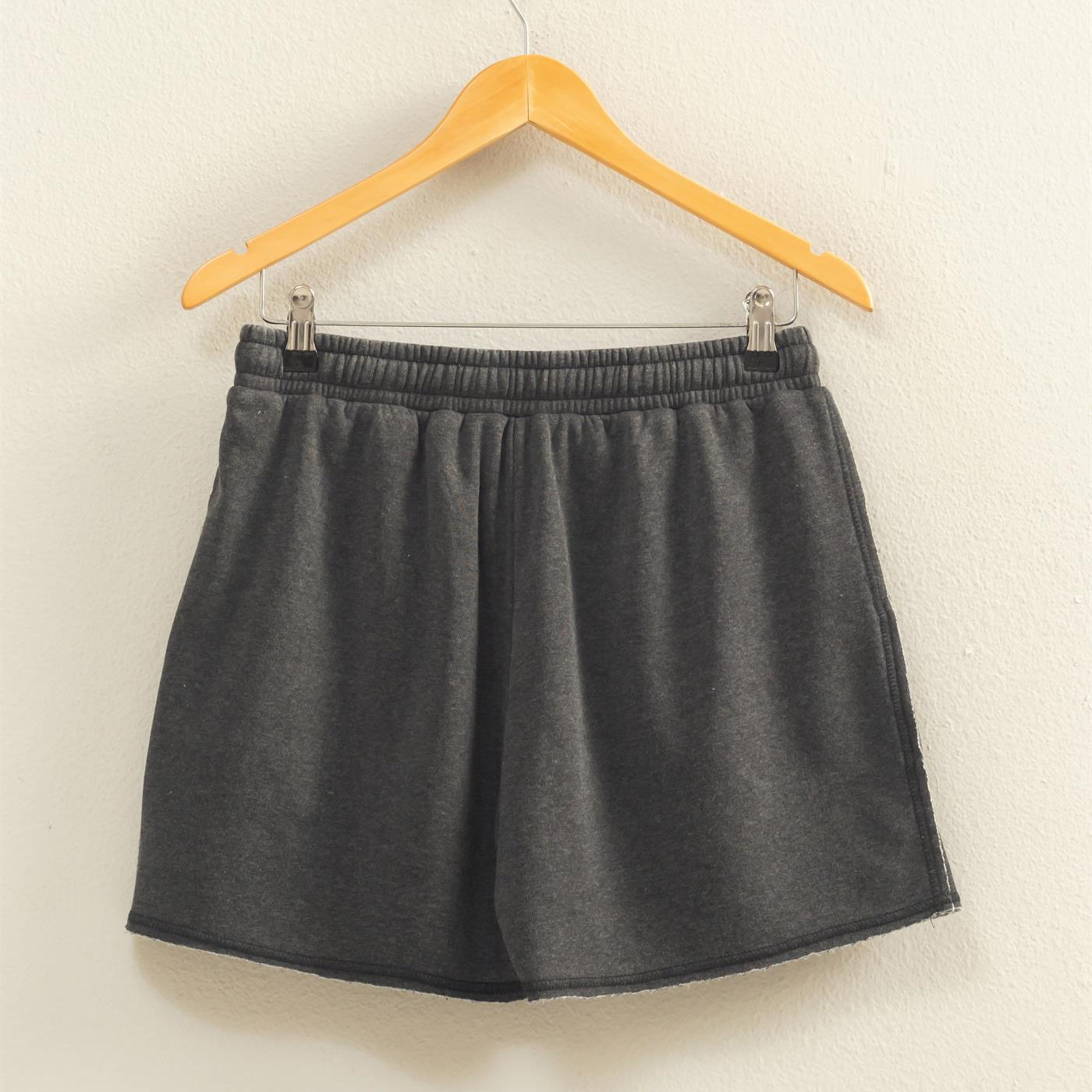 Wholesale Drawstring Burnout French Terry Shorts Shorts DZ26A328 BLACK DOUBLE ZERO