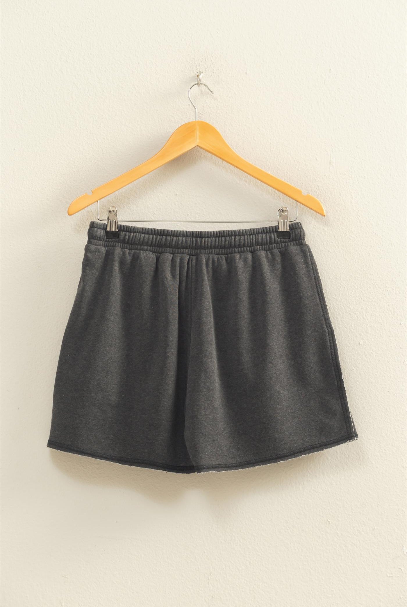 Wholesale Drawstring Burnout French Terry Shorts Shorts DZ26A328 BLACK DOUBLE ZERO