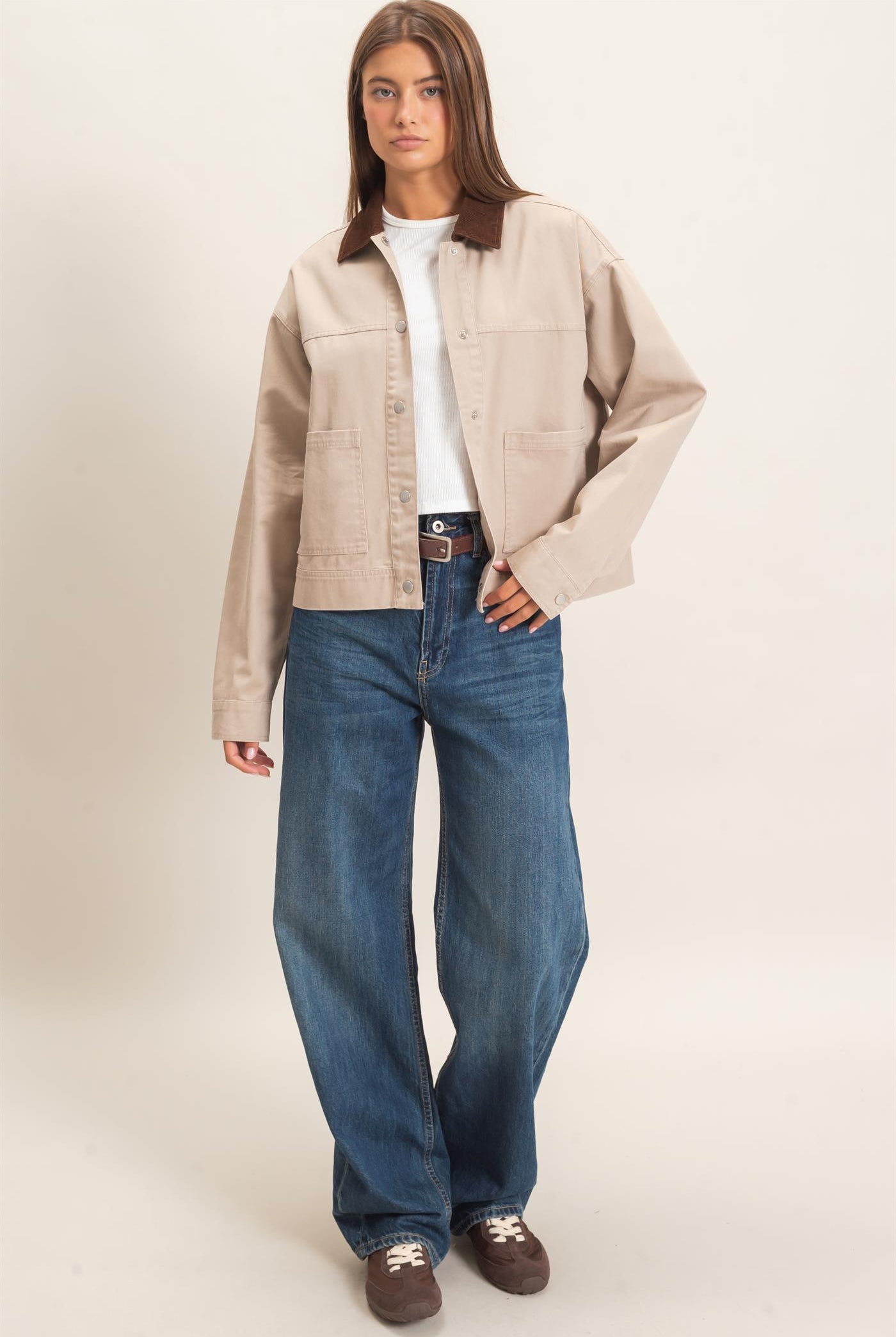 Wholesale Twill Barn Jacket Coats & Jackets DZ26E394 BEIGE DOUBLE ZERO
