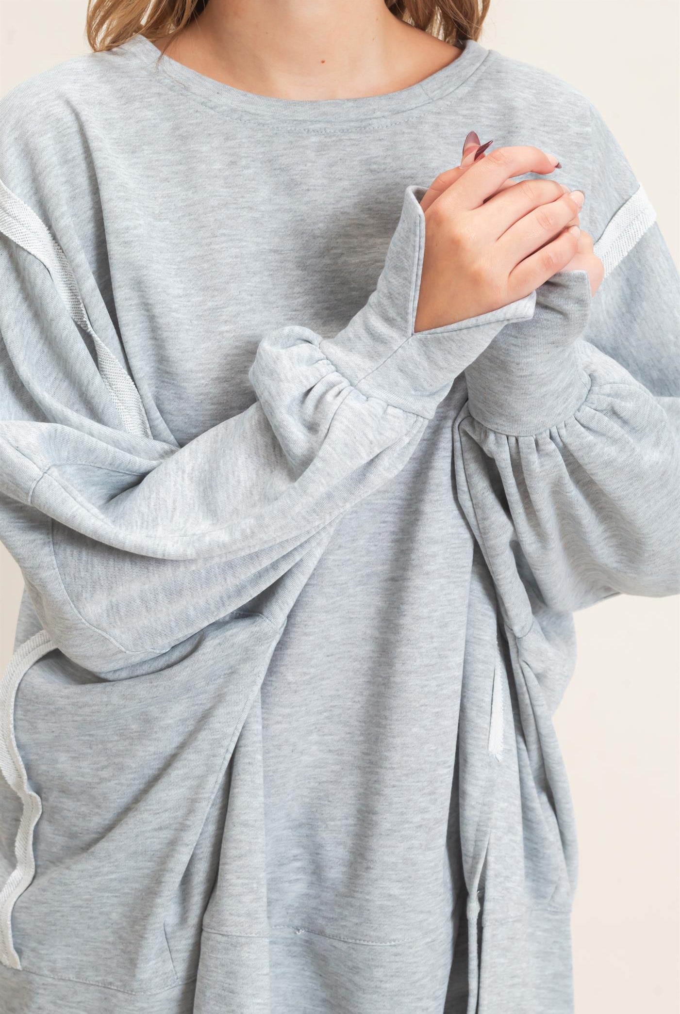 Wholesale Oversized Crew Neck Sweatshirt Sweatshirts HF26F132 H.GRAY HYFVE