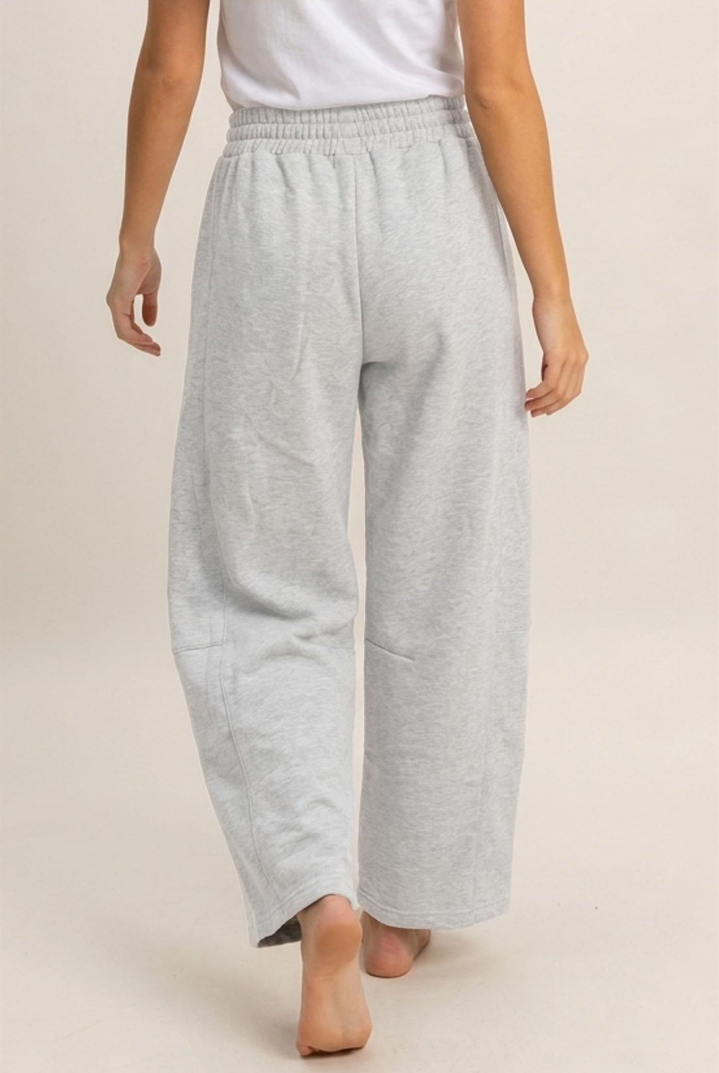 Wholesale Drawstring Waist Barrel Sweatpants Pants DZ26E290 HEATHER GRAY DOUBLE ZERO