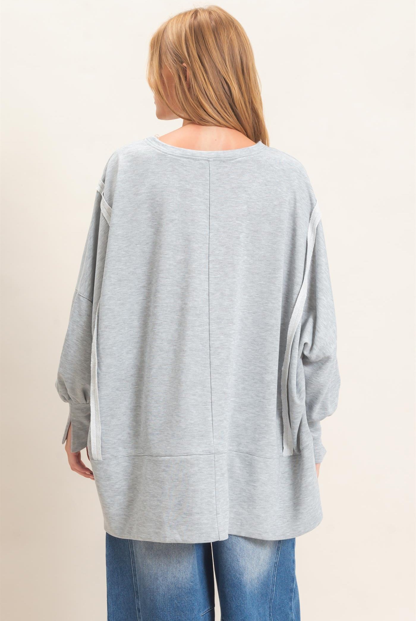 Wholesale Oversized Crew Neck Sweatshirt Sweatshirts HF26F132 H.GRAY HYFVE