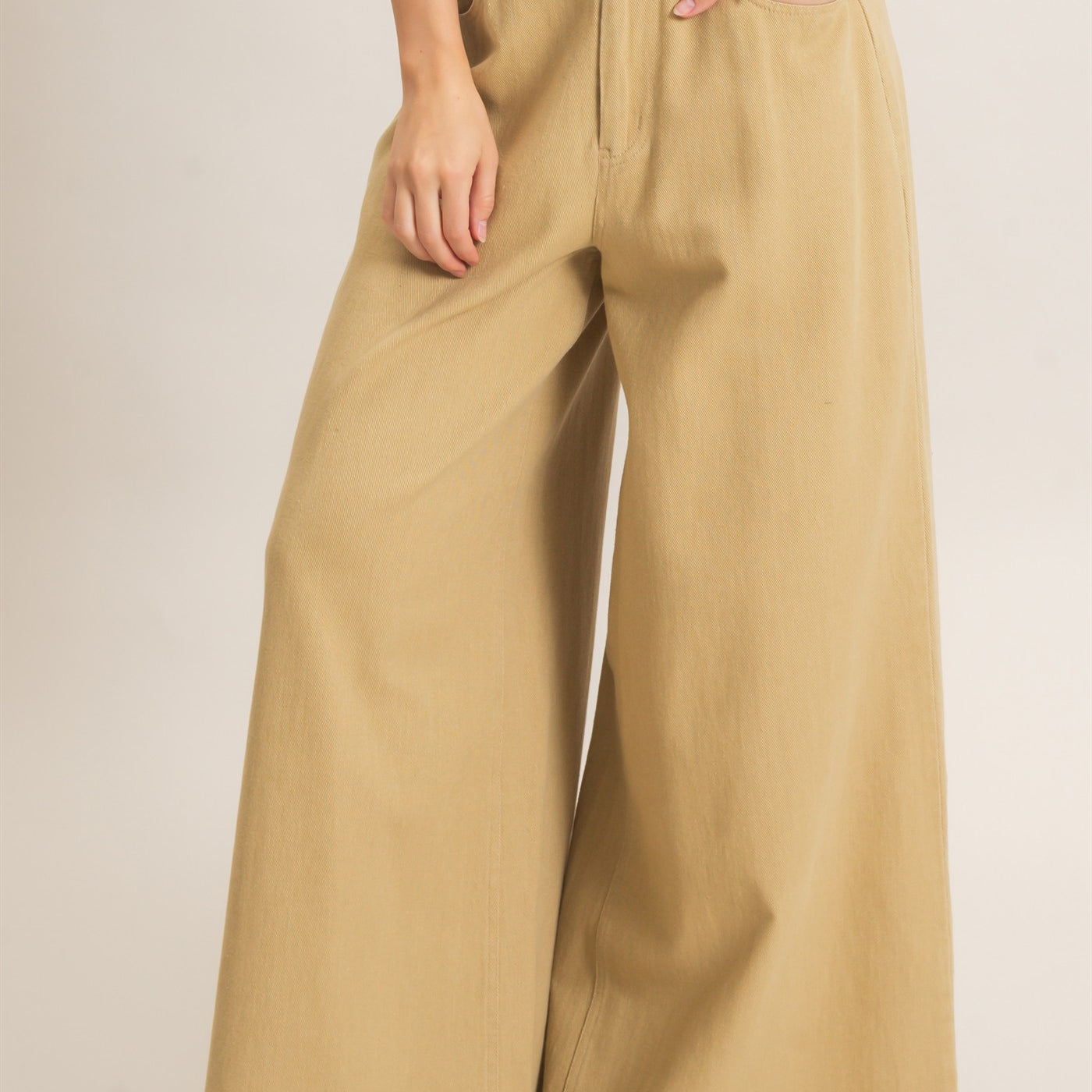 Wholesale Wide-Leg High-Rise Pants Pants HF26F222-D KHAKI HYFVE