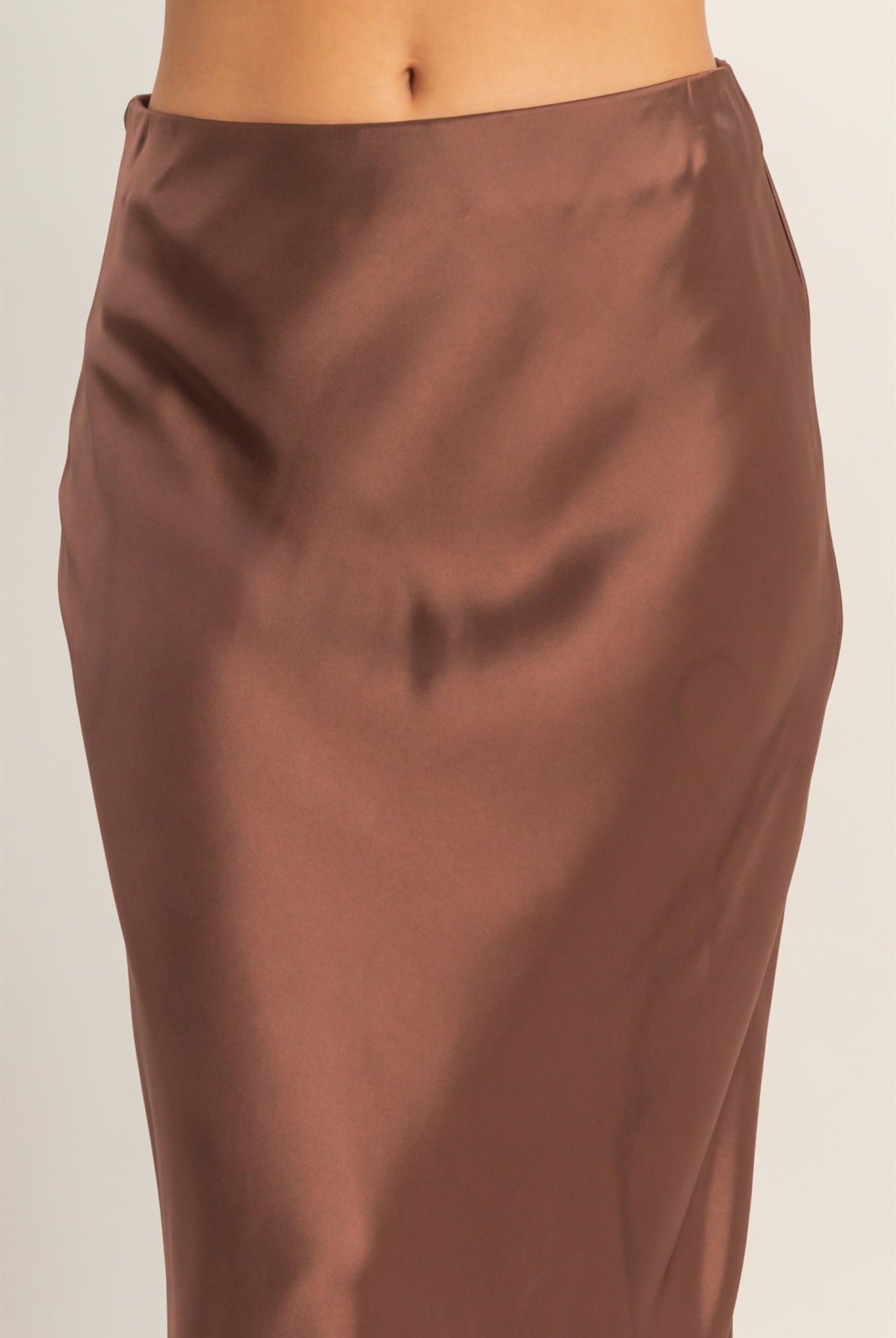 Wholesale Satin Maxi Skirt Skirts DZ26E274 CHOCOLATE DOUBLE ZERO