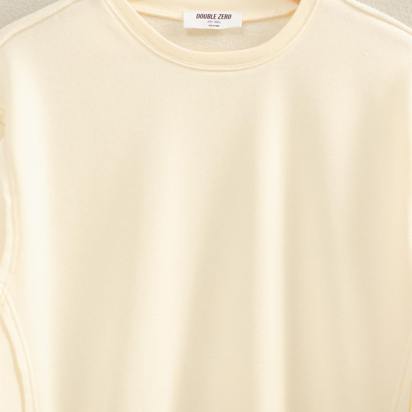 Wholesale Raw Edge Detail Burnout Sweatshirt Sweatshirts DZ26A048 WHIP CREAM DOUBLE ZERO